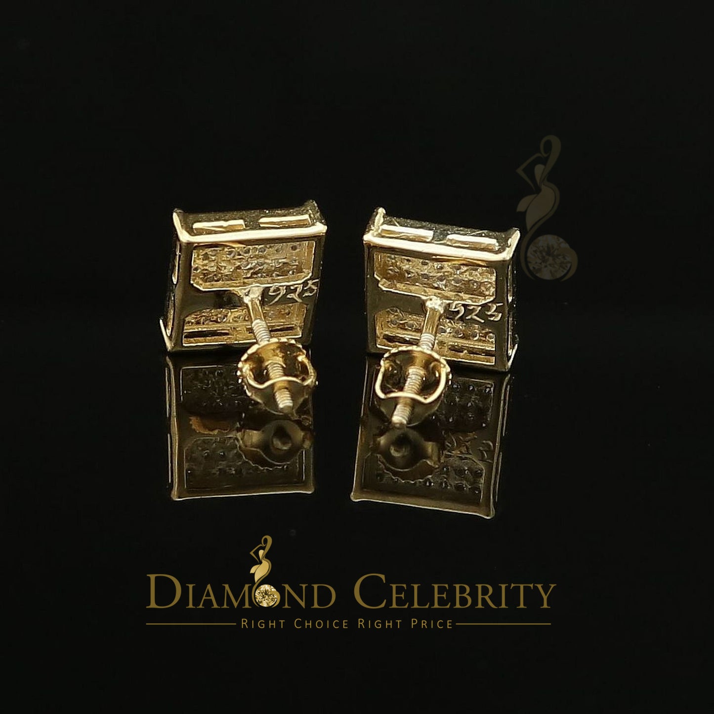 DiamondCelebritees 925 Sterling Silver 0.25ct Diamond Yellow Stud Men's/ Women's Earrings