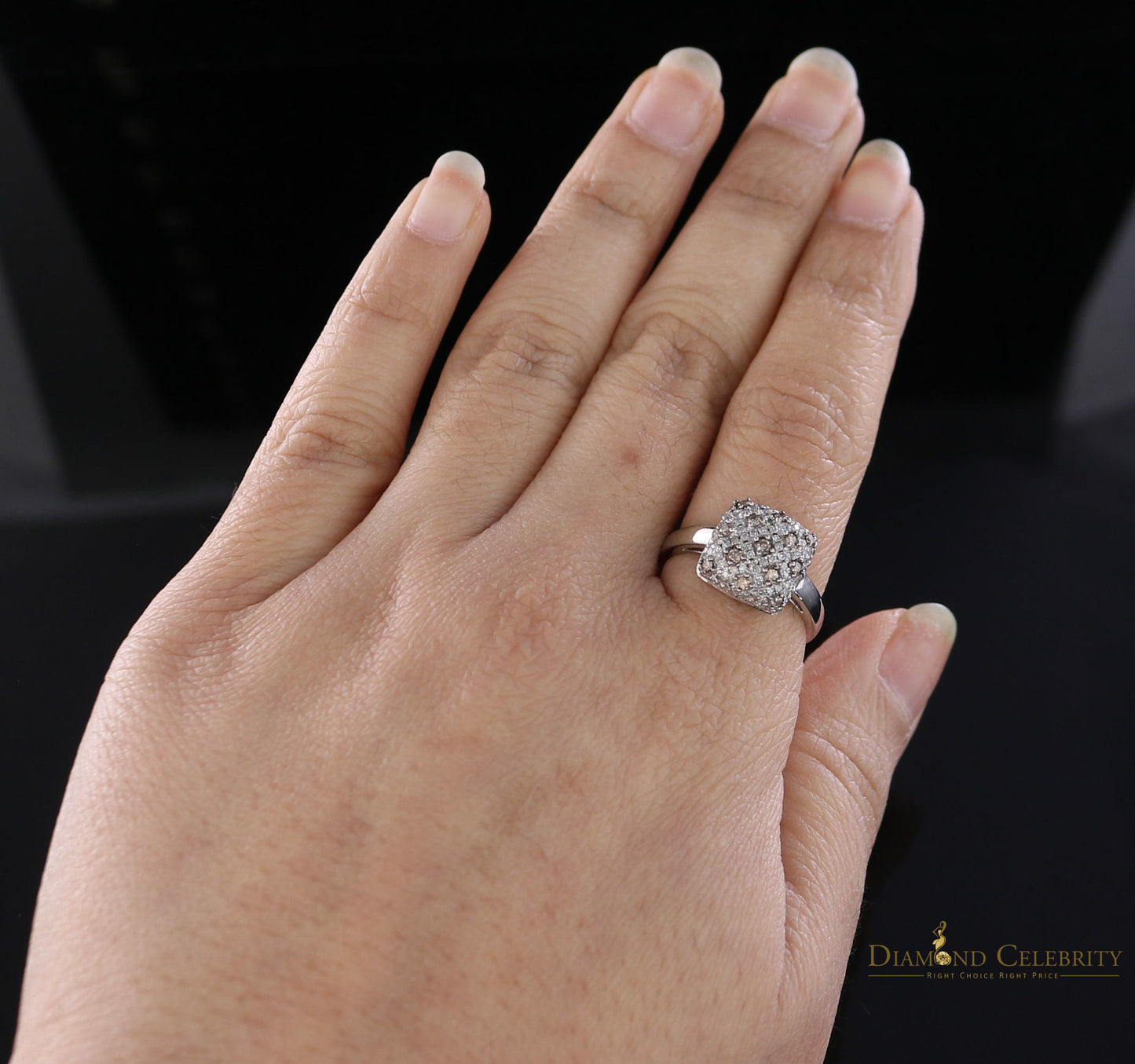 DiamondCelebritees Real 10kt White Gold with 0.50CT Genuine Diamond SQUARE shape Womens Ring Size 7