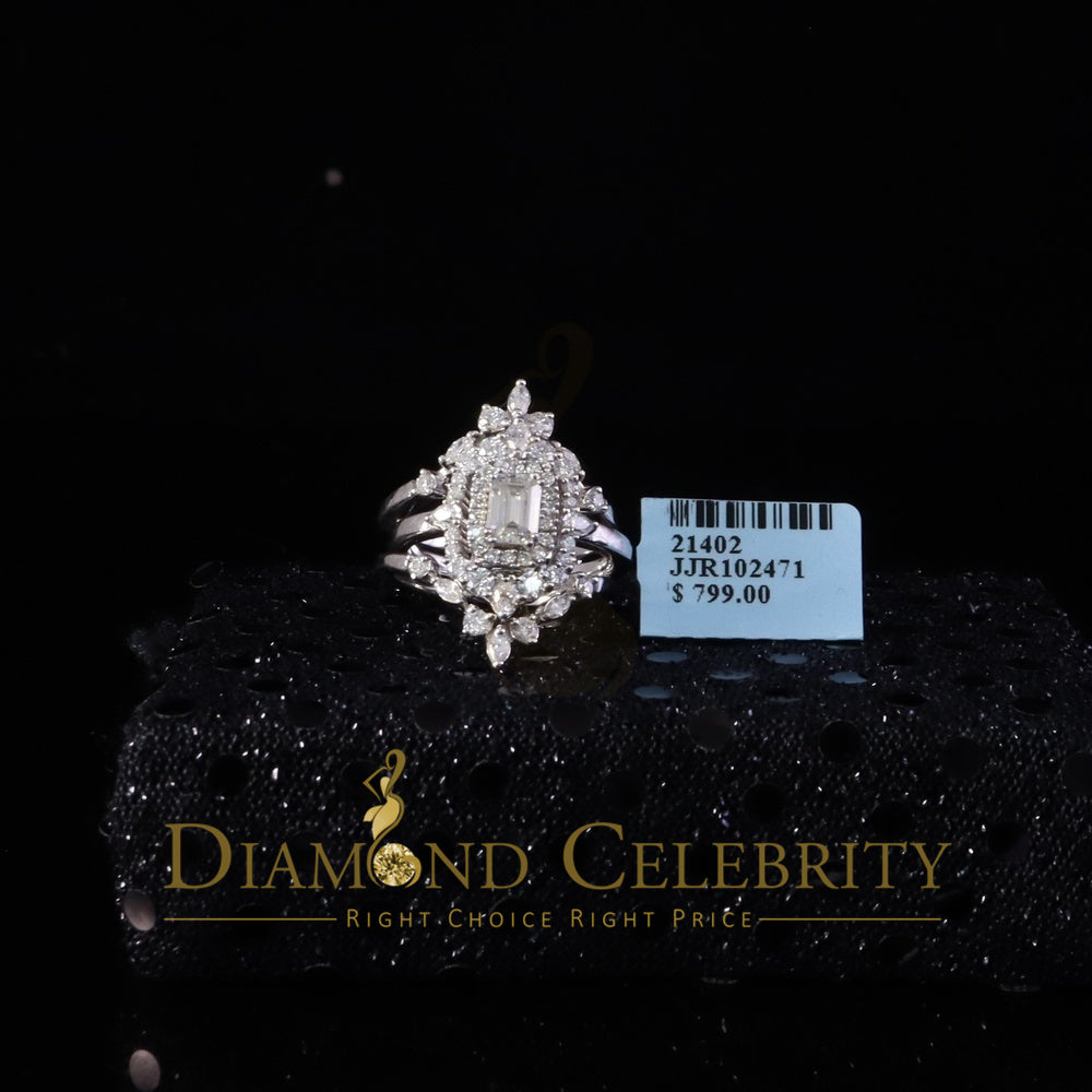 DiamondCelebritees 925 White Silver Solitaire Enhancer Guard Wrap Ring 2.00ct Moissanite Size 7