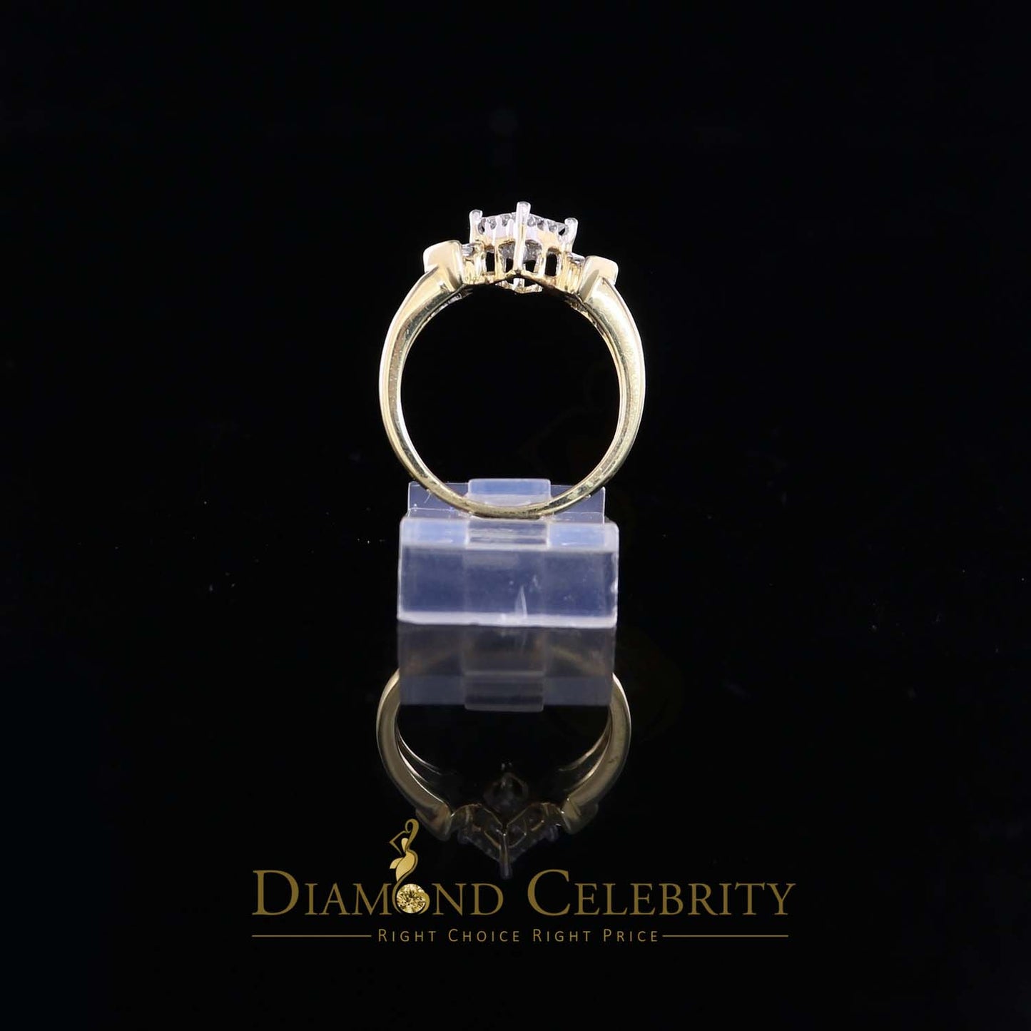 DiamondCelebritees Real 14kt Yellow Gold 0.33CT Real Diamond Past Present Future Ring Size 6.5