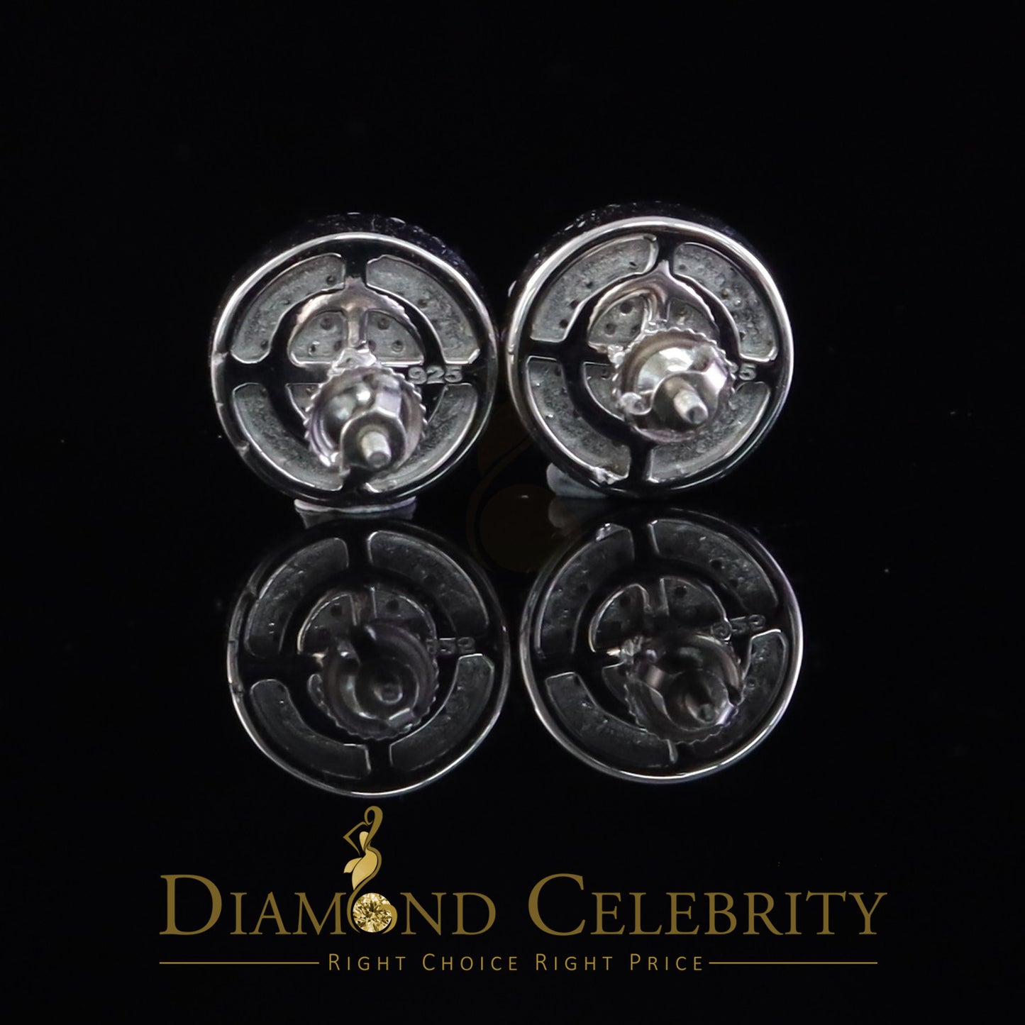 Diamondcelebritees 925 White Silver 1.00ct VVS 'D' Moissanite Round Stud Earring Men's/Womens
