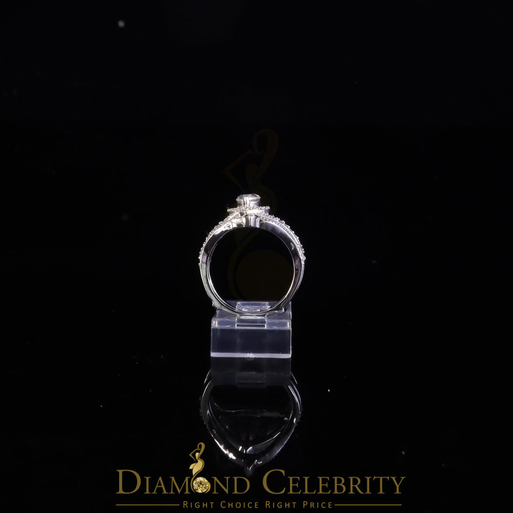 DiamondCelebritees White Silver1.75ct VVS D Pear 925 Moissanite Enhancer Guard Wrap Insert Ring SZ7