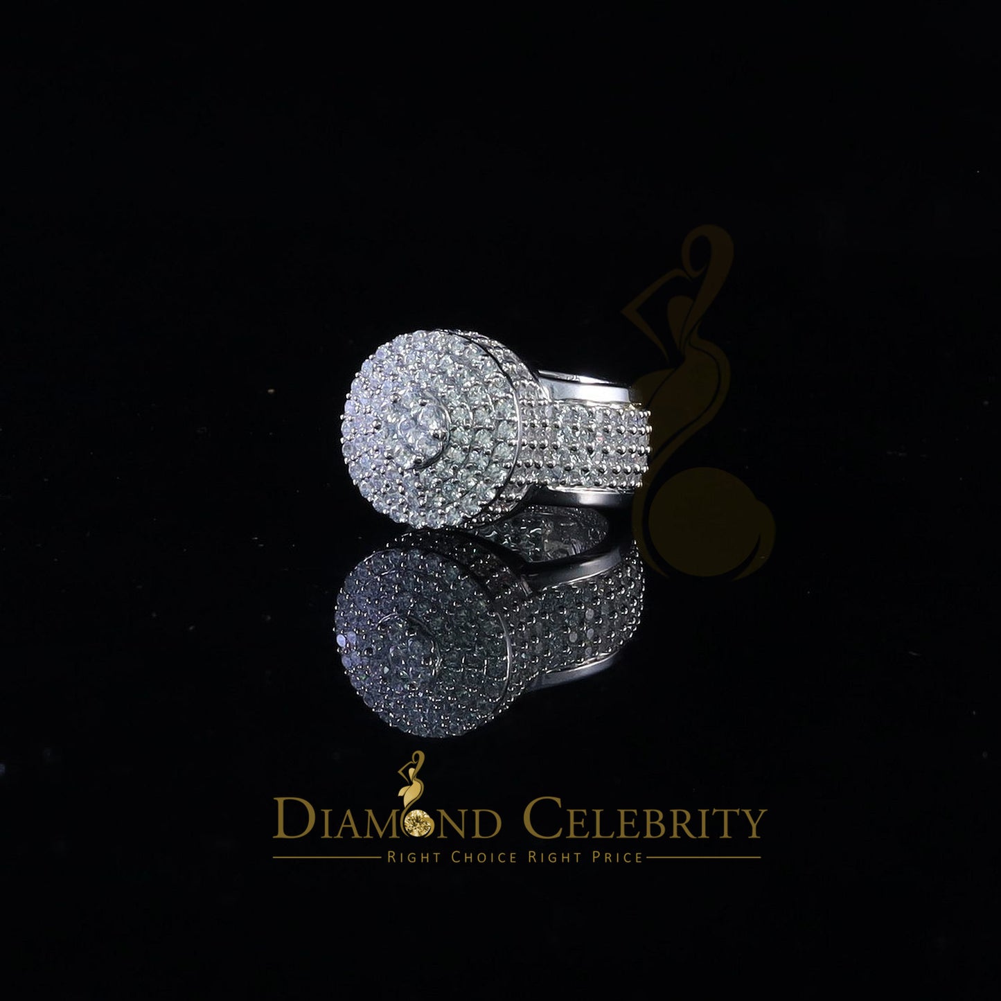 DiamondCelebritees 925 Silver White 15.00ct Cubic Zirconia Engagement Men's Round Ring Size 9.5