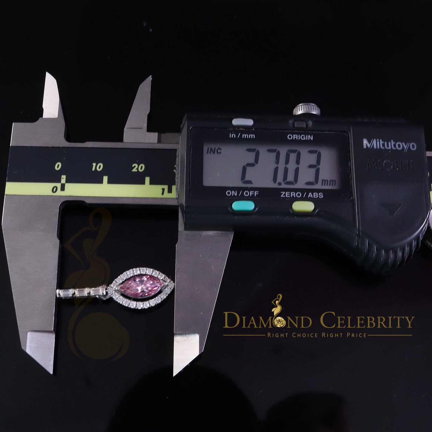 Diamondcelebritees Simple Women's 925 Silver White 1.25 ct VVS 'D' Pink Marquis Moissanite Pendant