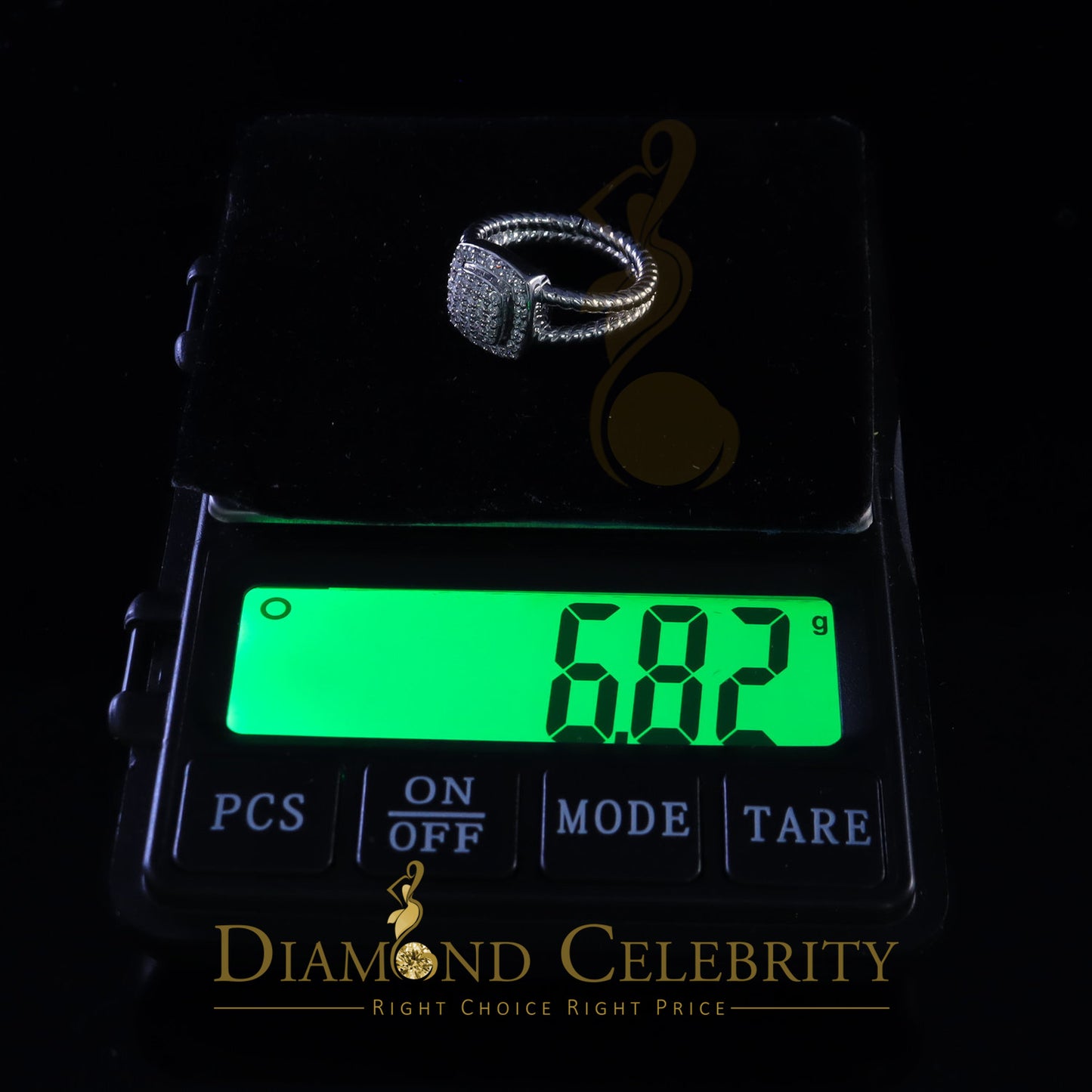 DiamondCelebritees 0.95ct Cubic Zirconia 925 Sterling White Silver Square Womens Ring Size 7.5