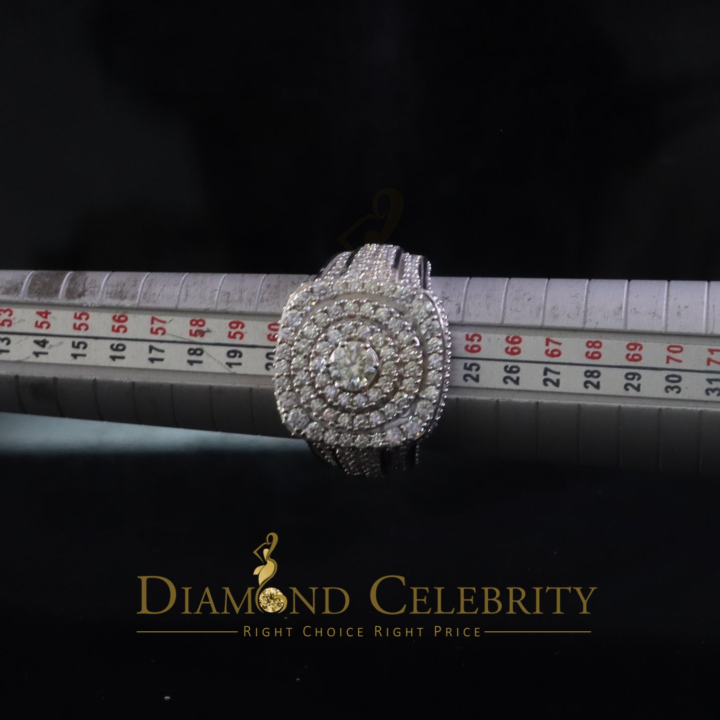 DiamondCelebritees White Sterling Silver 6.50ct VVS 'D' Moissanite Round Rings Size 10 Men's