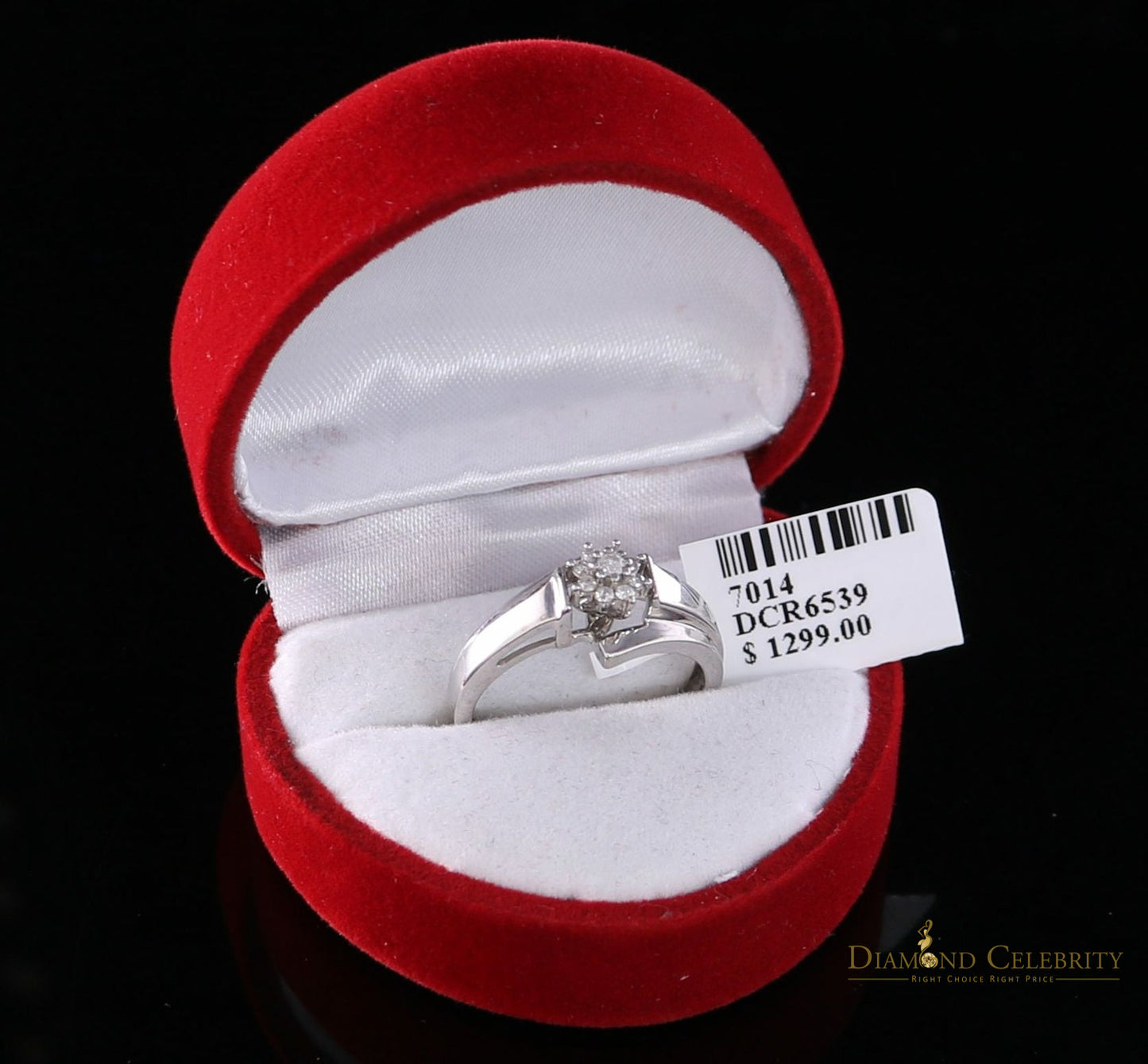 DiamondCelebritees Real 0.10 CT Diamond with 10kt Real White Gold Floral Shape Womens Size 6.5