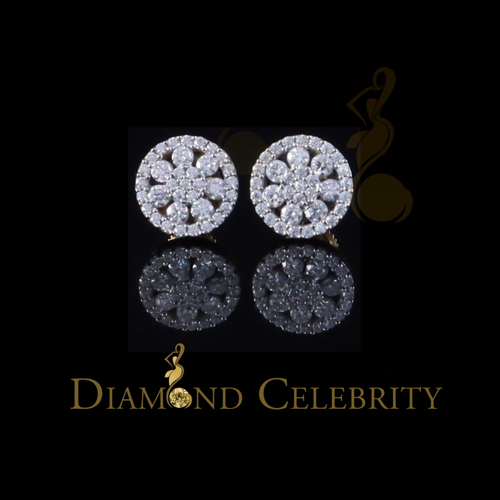 DiamondCelebritees New Yellow Floral 0.66ct VVS 'D' Moissanite Men/Womens 925 Silver Stud Earrings