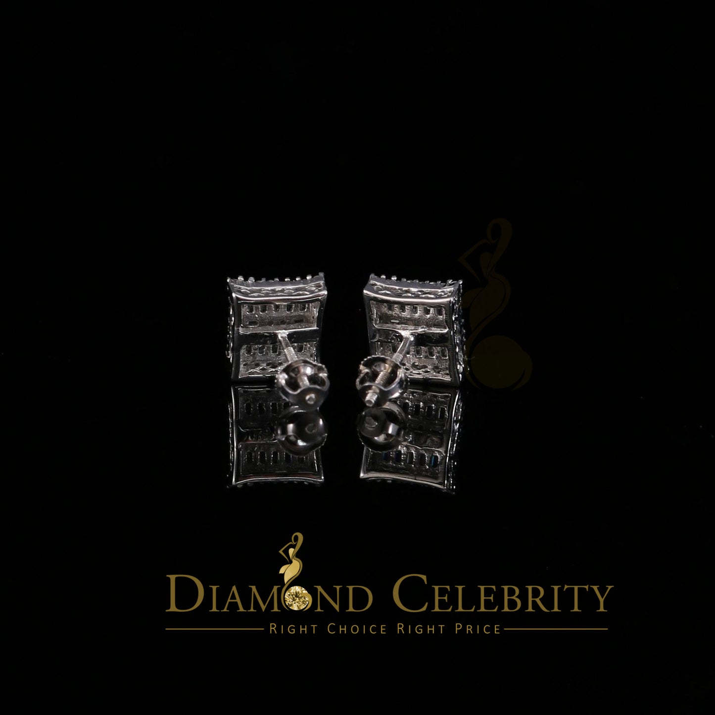 DiamondCelebritees Hip Hop White 925 Silver 0.68ct Cubic Zirconia Women's & Men's Square Earrings