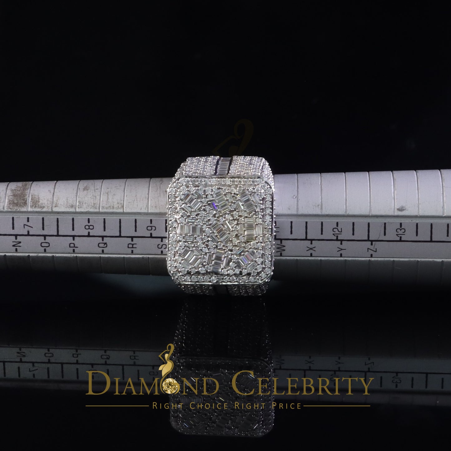 DiamondCelebritees Men's/Womens 6.50ct VVS 'D' Moissanite Stone White Silver Square Rings Size 10