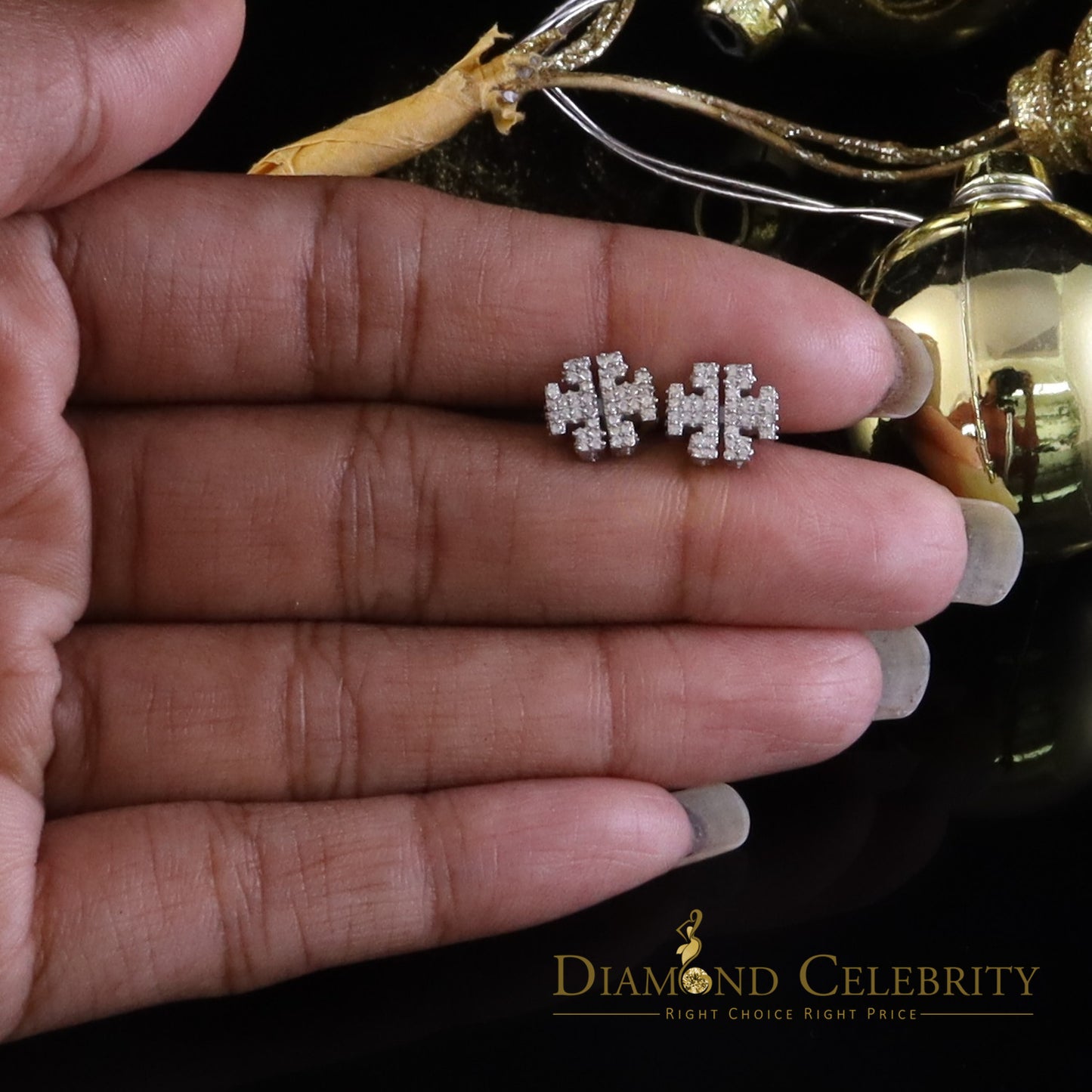 Diamondcelebritees Men's/Womens 925 Silver White 1.00ct VVS 'D' Moissanite Tory Burch Stud Earrings