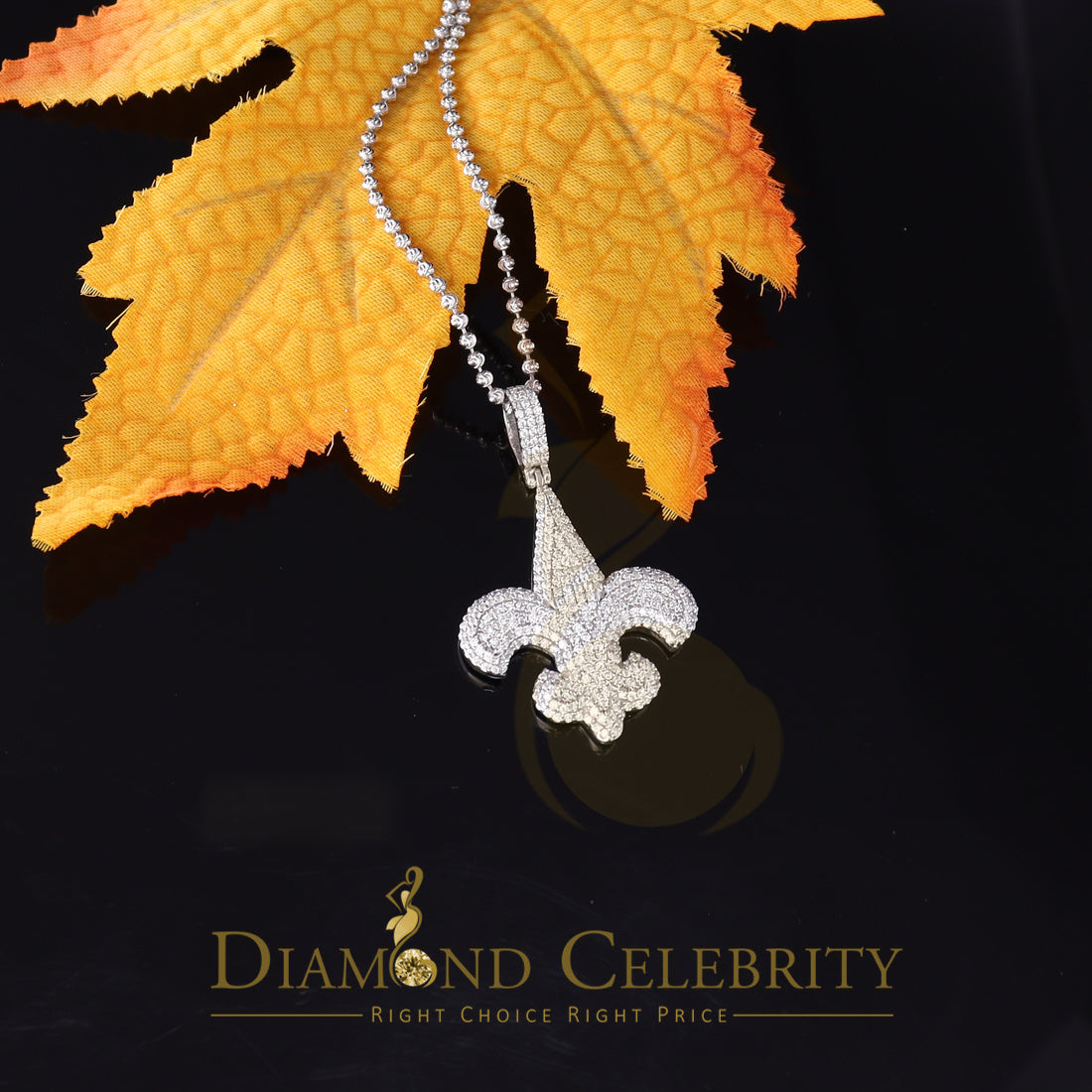 DiamondCelebritees Promise Sterling Silver Fleur de Lis White Pendant with 7.04ct Cubic Zirconia