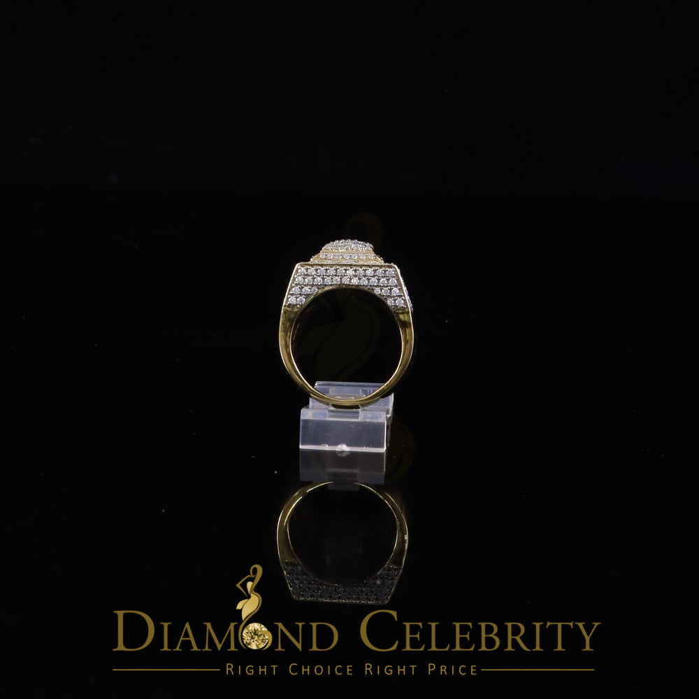 DiamondCelebritees Men's baguette 925 Yellow Silver 4.00ct VVS 'D' Moissanite 3D Square Rings SZ 10
