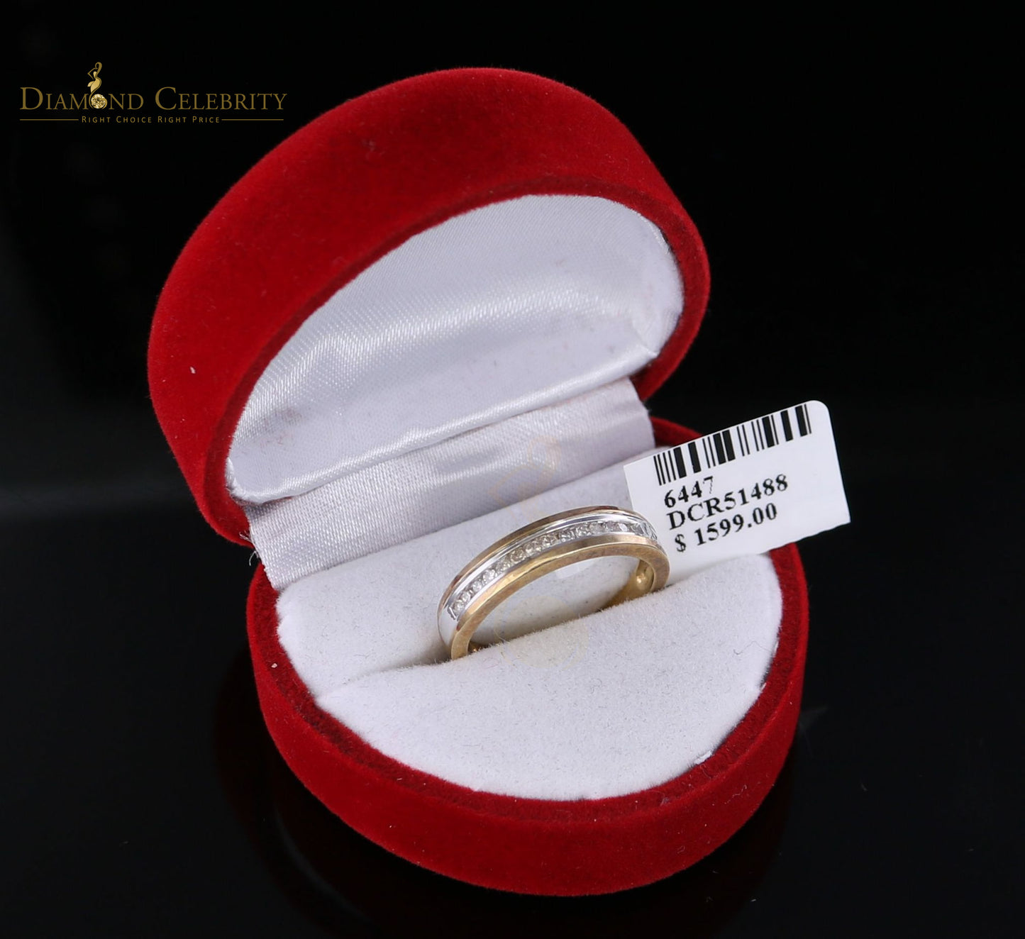 DiamondCelebritees Genuine 0.15CT Diamond Womens Round Band Ring Size 6.5 with 10K Real Yellow Gold