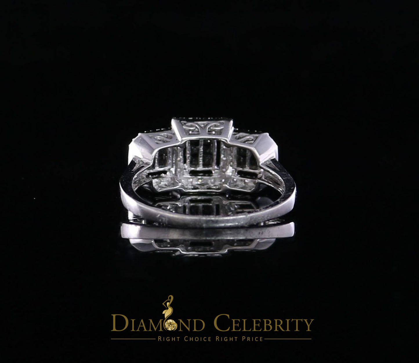 DiamondCelebritees Real 10kt White Gold with Black Stone 0.50CT Real Diamond Square Ring size 6.5