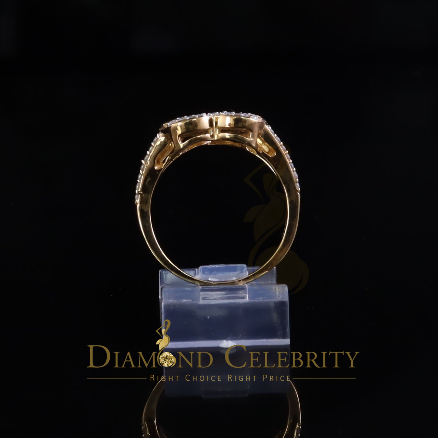 DiamondCelebritees 925 Moissanite Mom Yellow Heart Child feet 1.00ct VVS D Silver Ring Size 8 Women