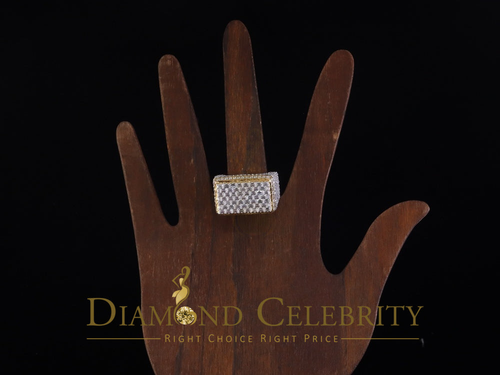 DiamondCelebritees 925 White Silver 6.50ct VVS 'D' Moissanite Rectangle Rings Size 10 for Men's