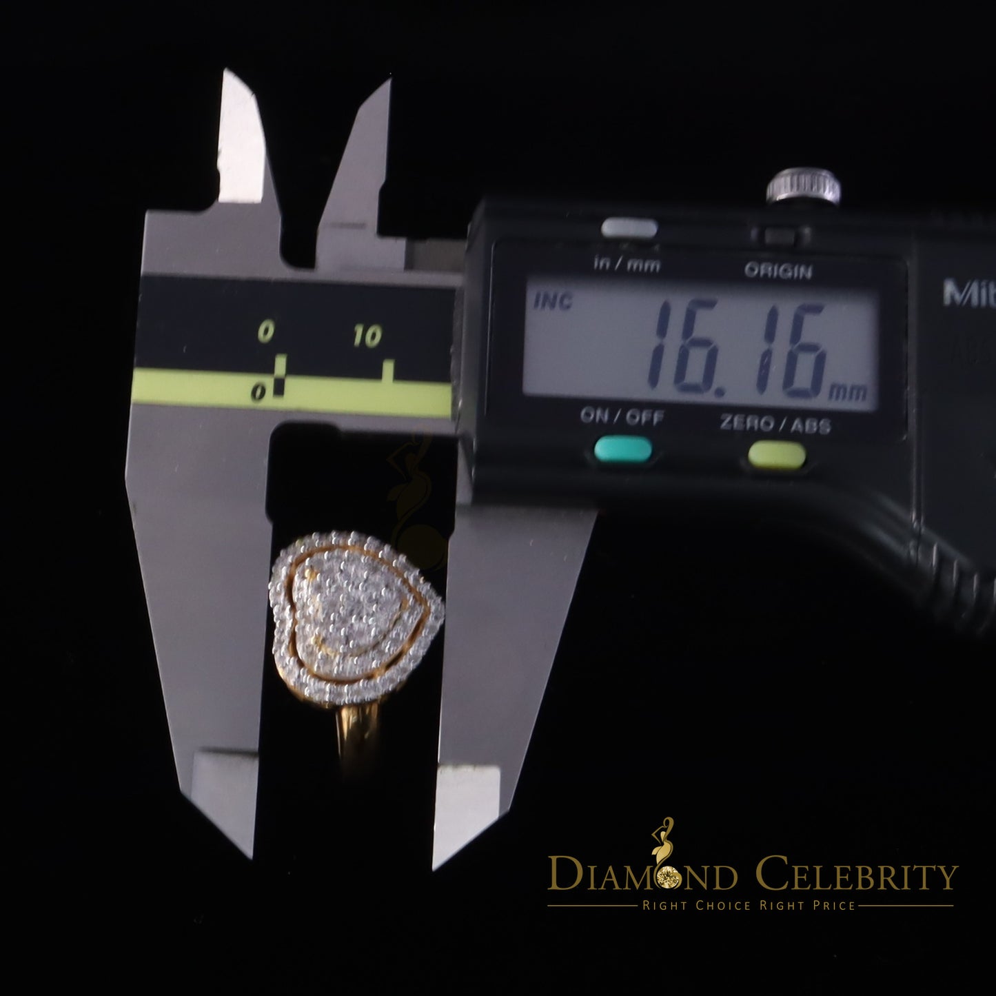 DiamondCelebritees Big Womens Pave Heart 0.25ct Real Diamond Yellow 925 Sterling Silver Ring SZ 7