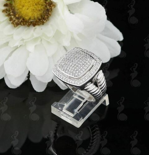 DiamondCelebritees 925 Silver White 2.00ct Cubic Zirconia Wide Square Albion Womens Ring Size 8