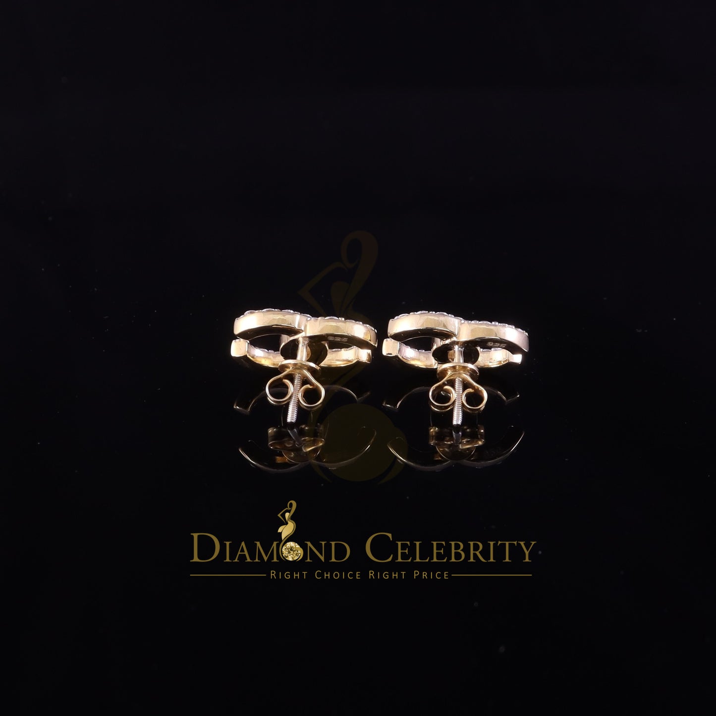 DiamondCelebritees 1.25ct VVS 'D' Moissanite Mens/Womens 925 Silver Yellow Stud Earrings