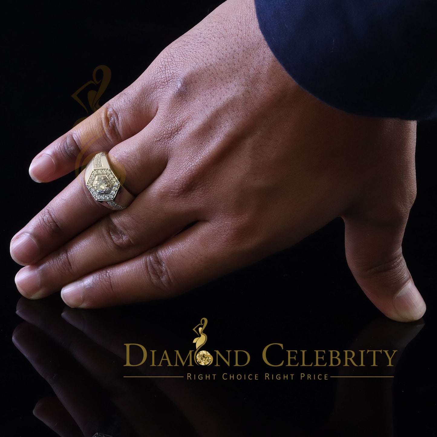 DiamondCelebritees 925 White Sterling Silver Cubic Zirconia 2.44ct Men Adjustable Ring Size 8 to 10