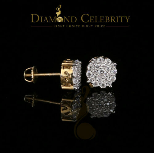 DiamondCelebritees 925 Sterling Yellow Silver 1.22ct Cubic Zirconia Round Women's Stud Earrings