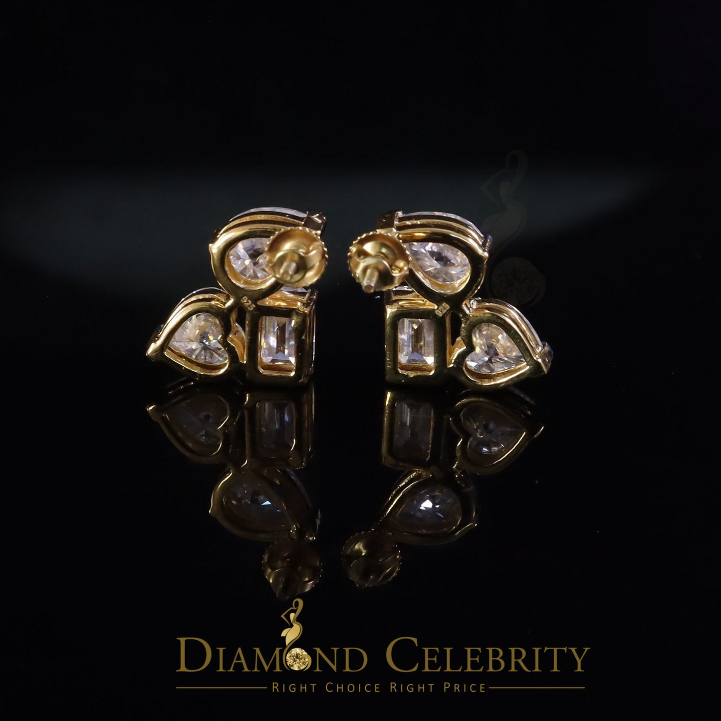 DiamondCelebritees Classy Stud Earring 7.00CT VVS 'D Moissanite Women's 925 SilverYellow Toi et Moi
