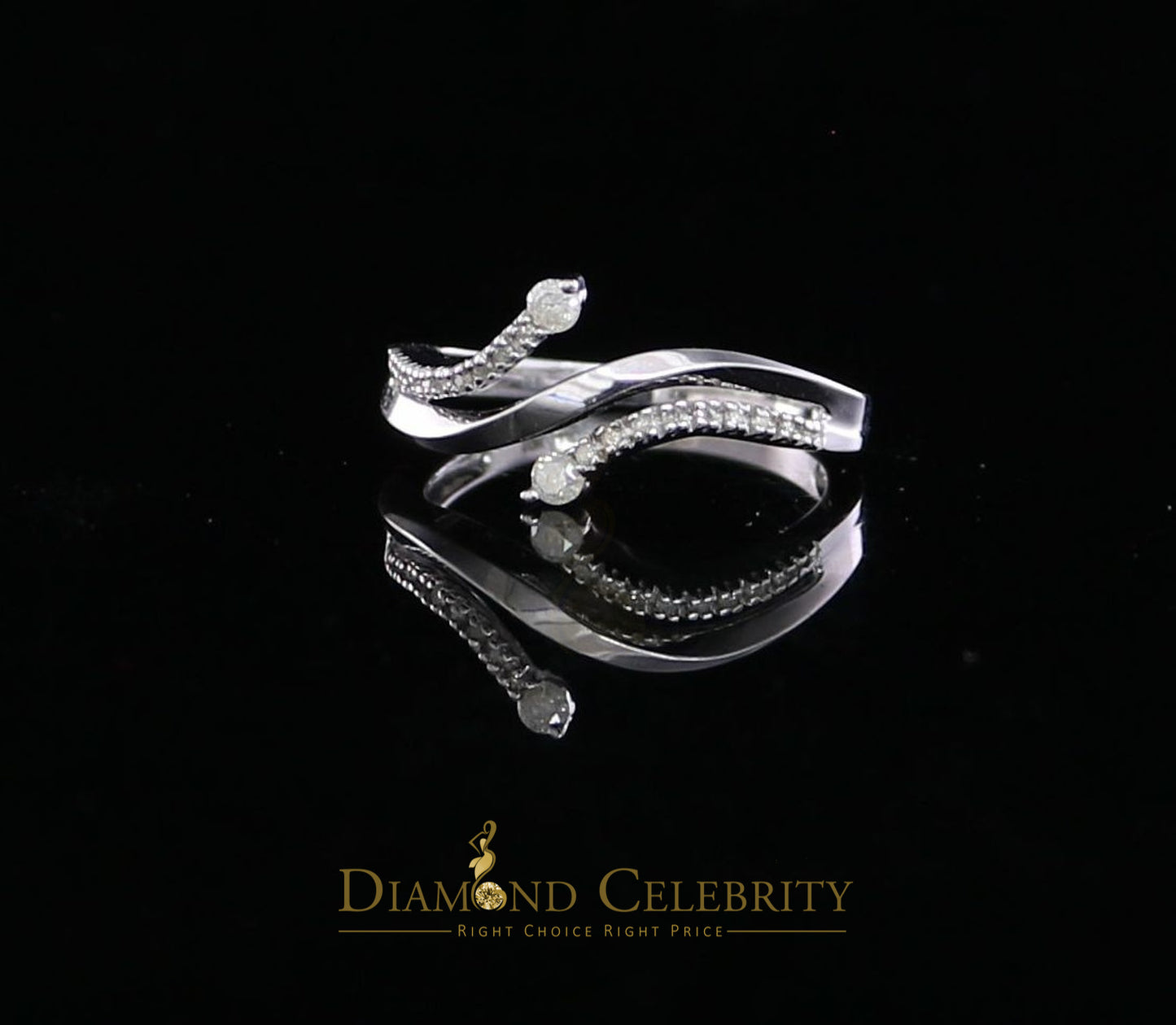 DiamondCelebritees Real 10kt White Gold with 0.12CT Genuine Diamond Flower Womens Ring size 6.5