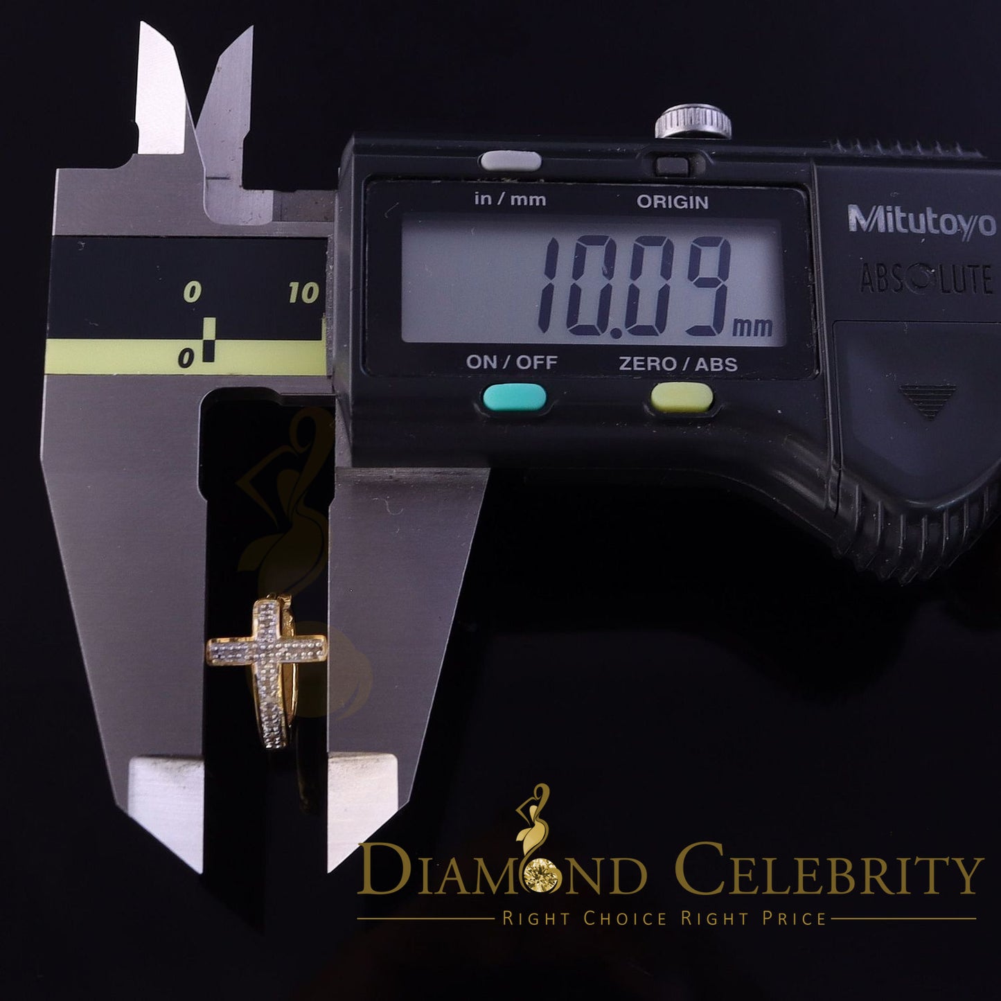 DiamondCelebritees 0.15ct Diamond 925 Sterling Silver Yellow Hoop Stud cross Earring For Men /Women