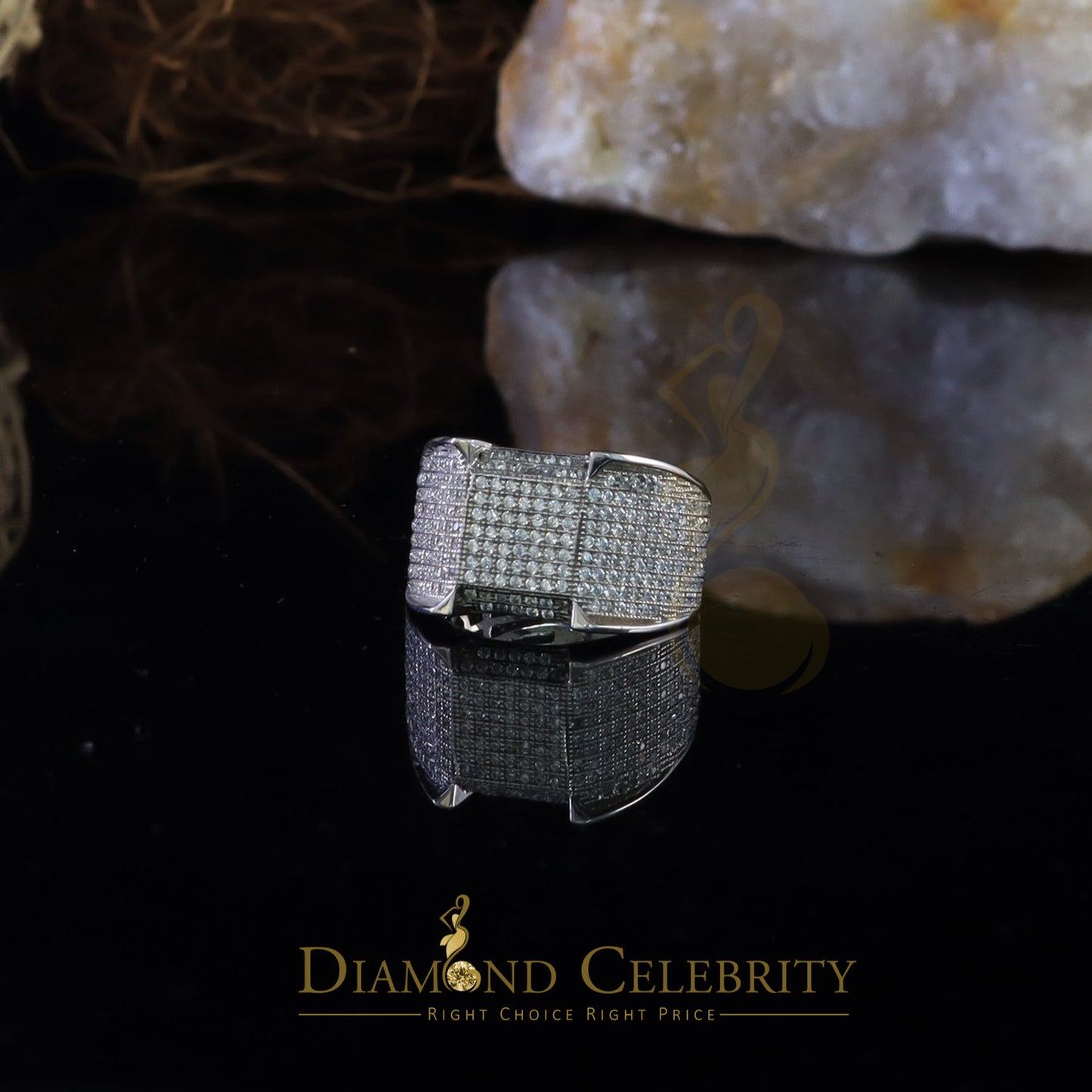DiamondCelebritees Sterling 925 White Silver 3.20ct Square Cubic Zirconia Men Ring Size 10