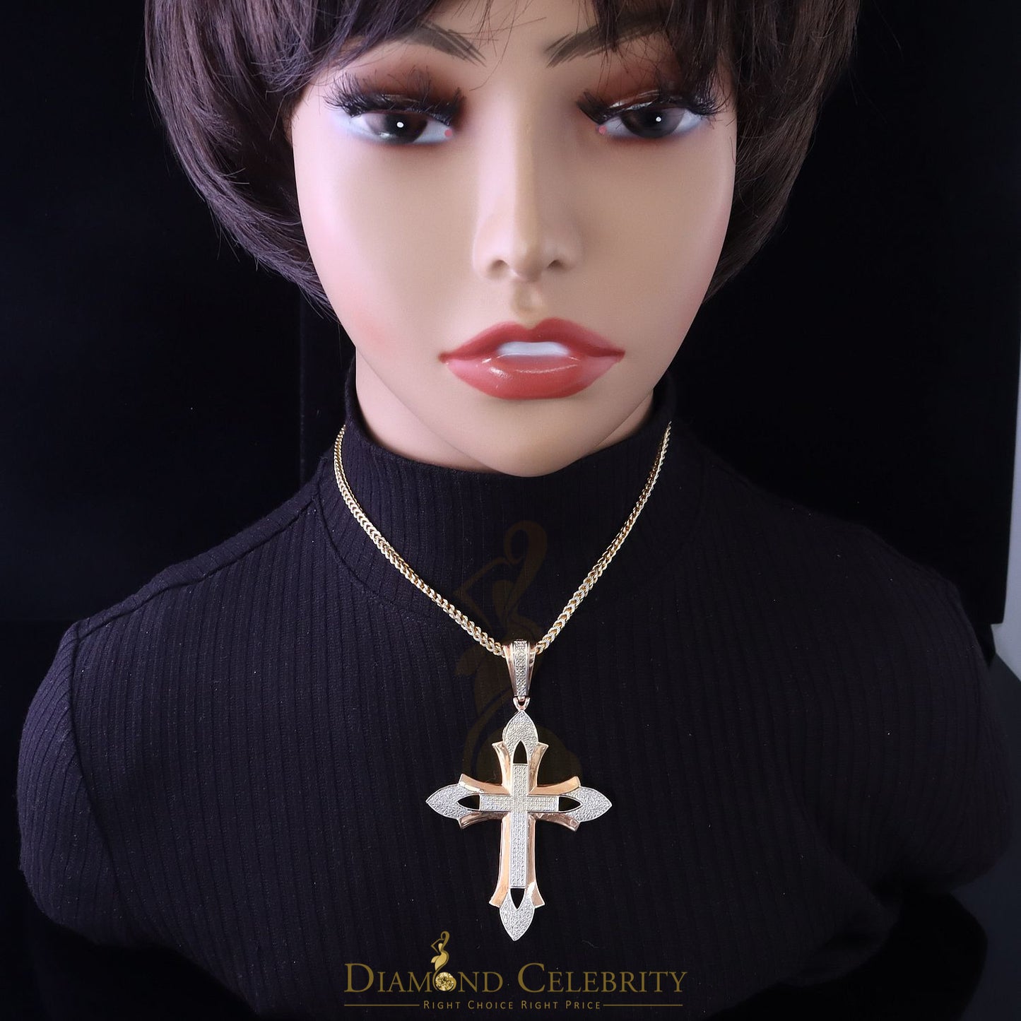 DiamondCelebritees Real 0.50ct Diamond Sterling Silver Cross Pendant