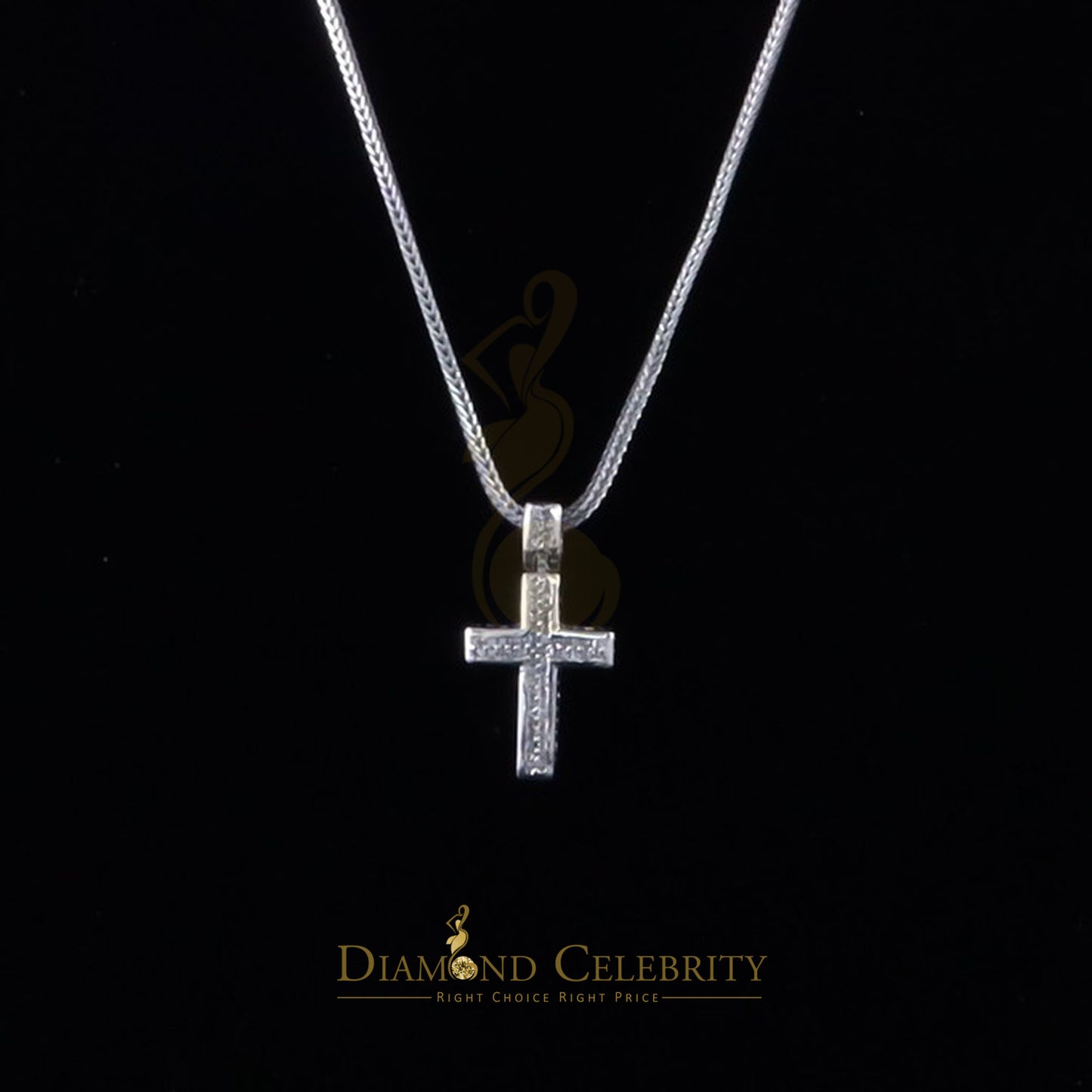 DiamondCelebritees Real 0.33ct Diamond 925 Sterling Silver CROSS White Charm Necklace Pendant