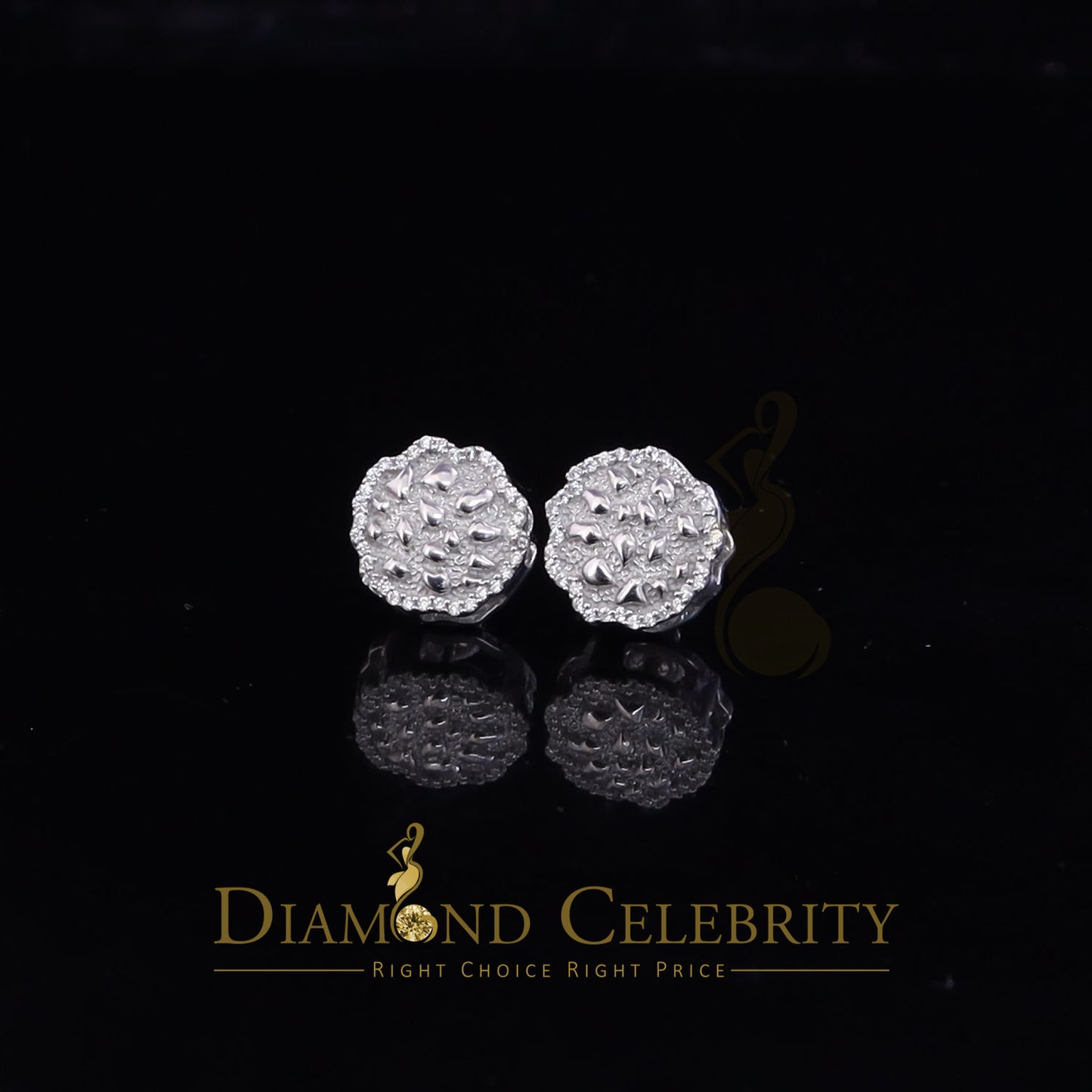 DiamondCelebritees 925 White Silver Nuggtte's 1.38ct Cubic Zirconia Hip Hop Women's Flower Earrings