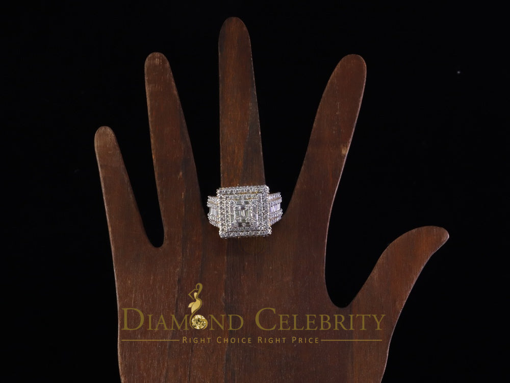 DiamondCelebritees 925 Yellow Silver 5.00ct VVS 'D' Moissanite Stone Men's for Square Rings Size 10