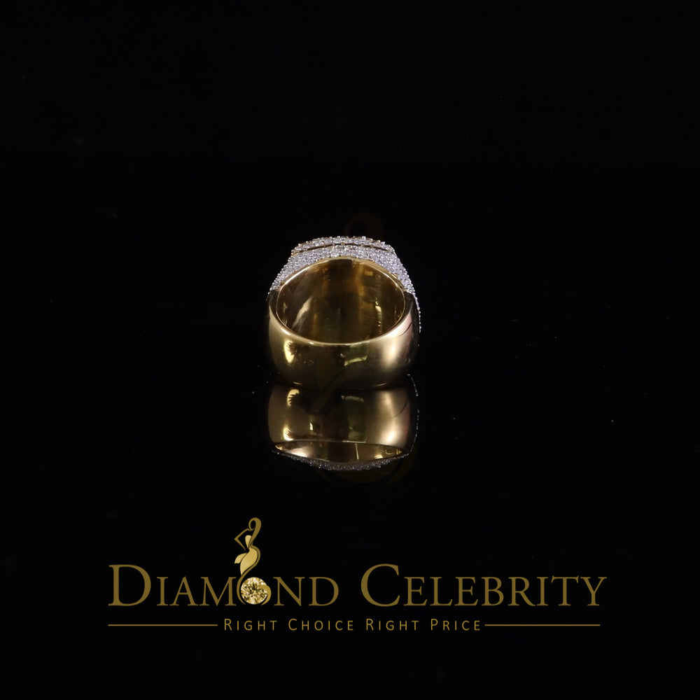 DiamondCelebritees Yellow 925 Silver 6.50ct VVS 'D' Moissanite Stone Square Men's Rings Size 10