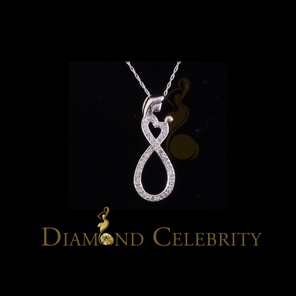 DiamondCelebritees Real 0.10CT Diamond MOM'S LOVE Sterling Silver White Charm Necklace Pendant