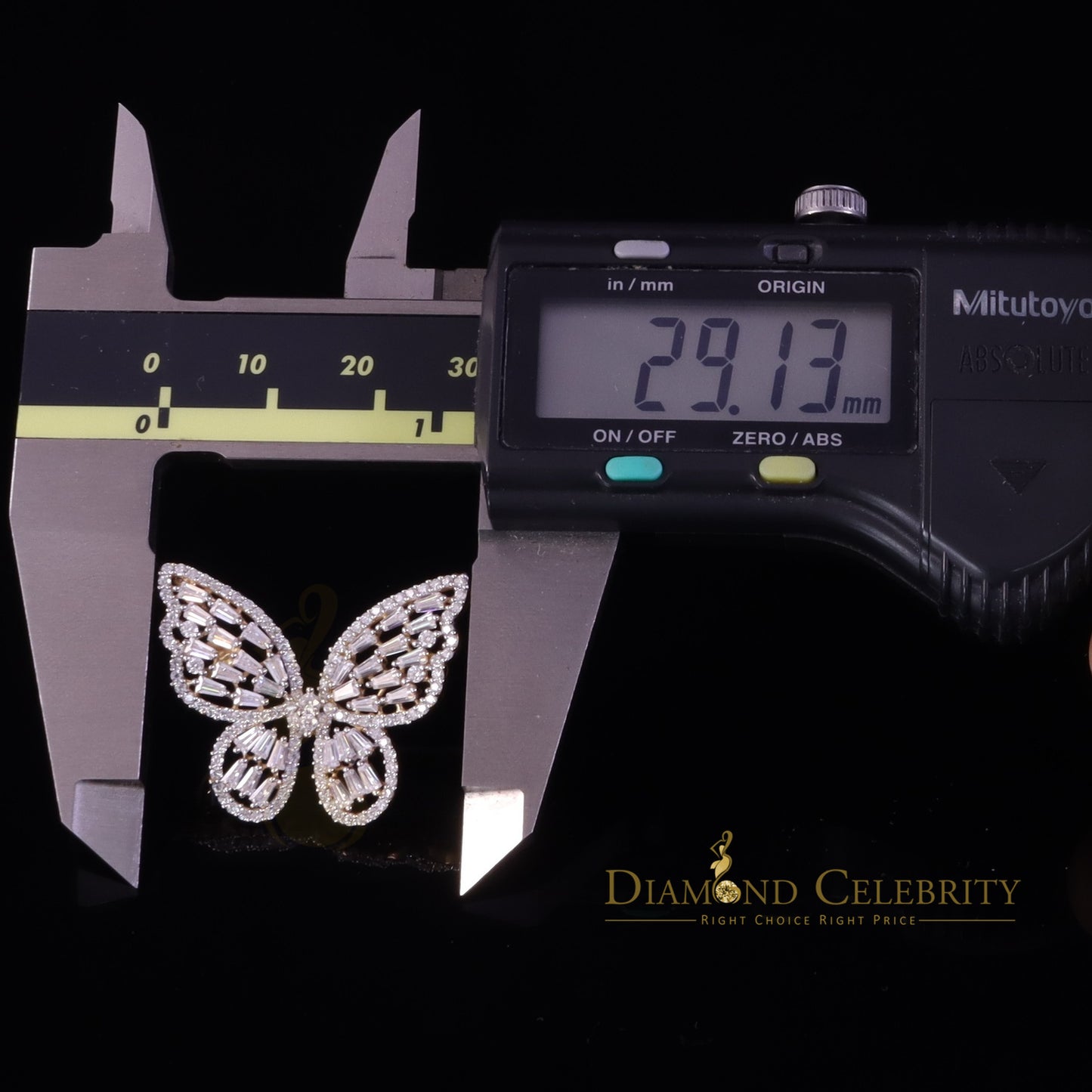 Diamondcelebritees Yellow Men's/Womens 925 Silver1.75ct VVS 'D' Moissanite Butterfly Pendant