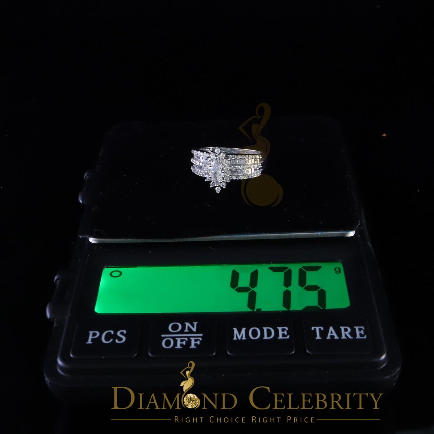 DiamondCelebritees Diamond Celebrity 925 White Sterling Silver 129 Cubic Zirconia Bridal Ring SZ 8
