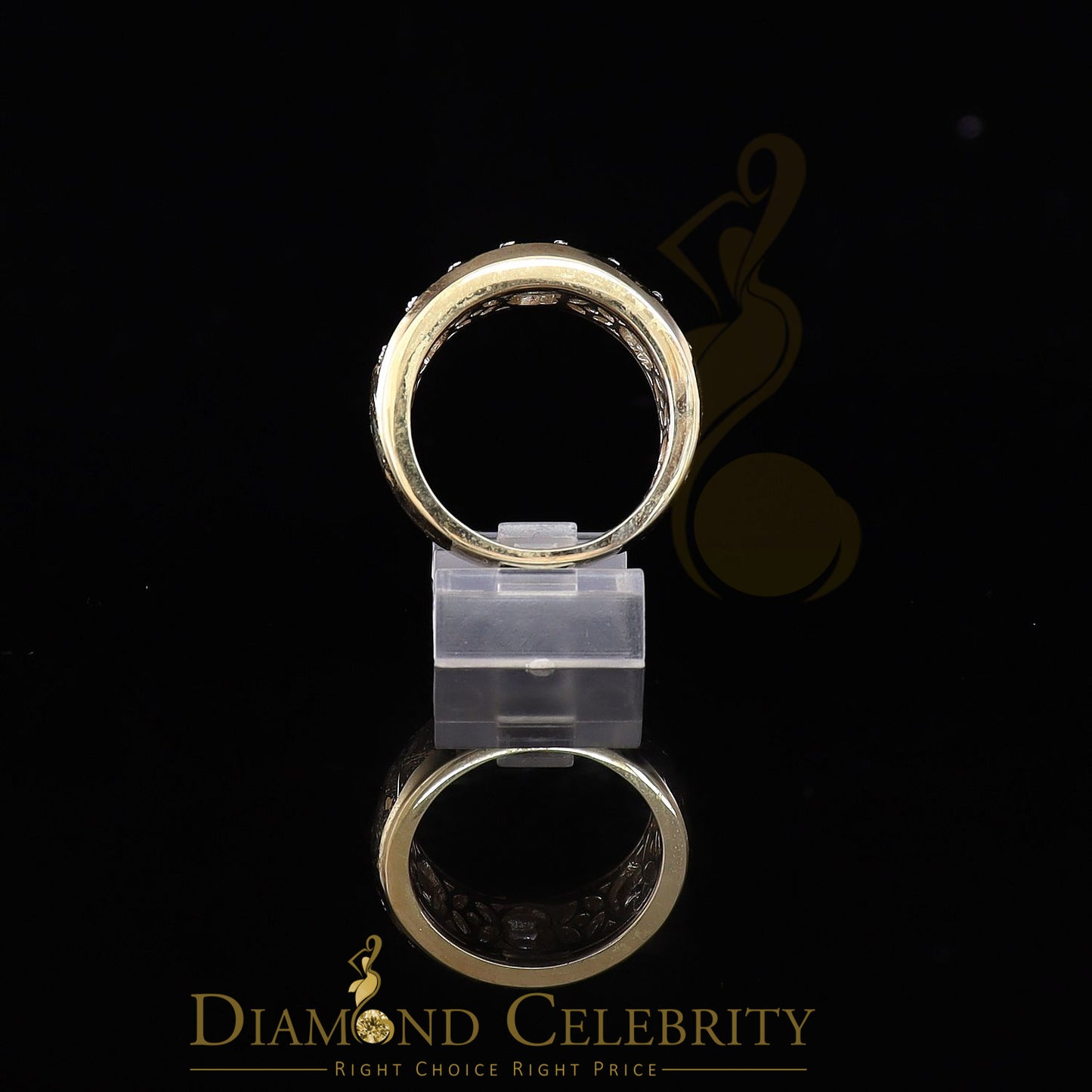 DiamondCelebritees 925 Sterling Yellow Silver With Cubic Zirconia 3.0ct Ring Men's Band Sz 10.5
