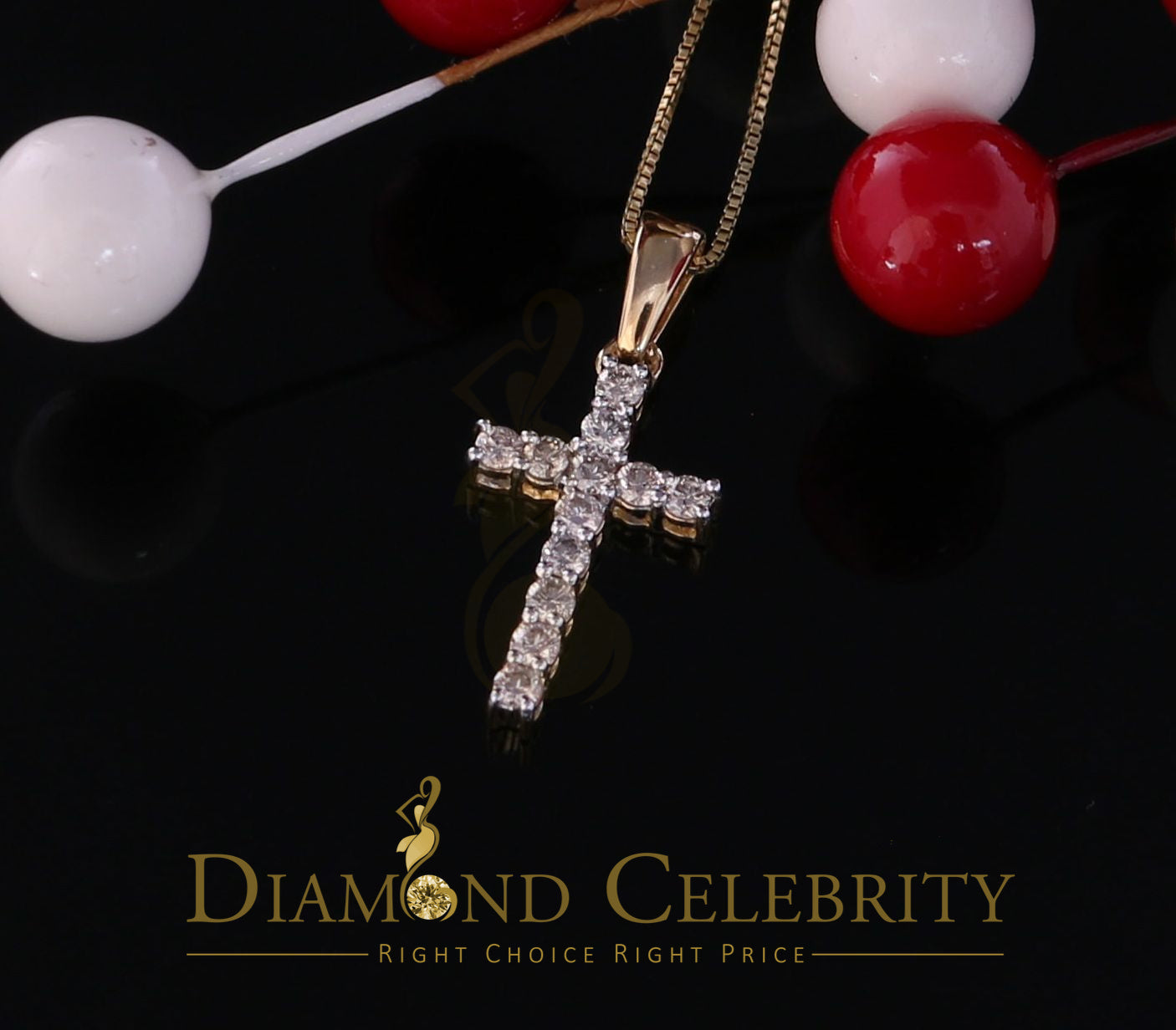 DiamondCelebritees 10k Real Gold Real Diamond 0.50ct CROSS Charm Fashion Yellow Style Pendant