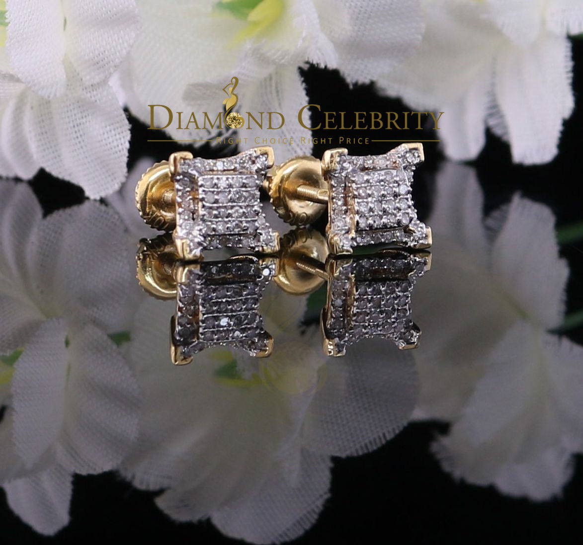 DiamondCelebritees10K Real Yellow Gold Real Diamond 0.20CT Men's/Women's Stud Micro Earring