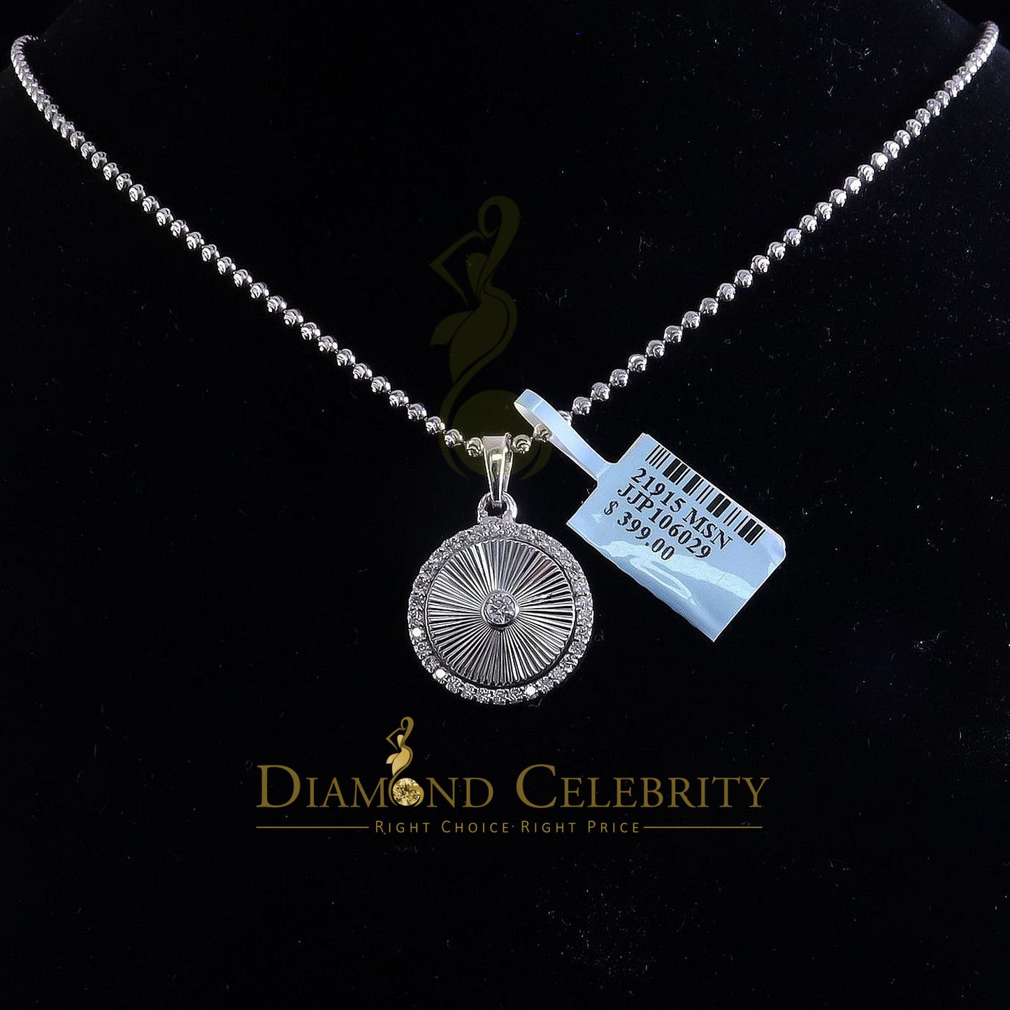 Diamondcelebritees White 925 Silver 1.00ct VVS D Clr Moissanite Round Pendant for Women