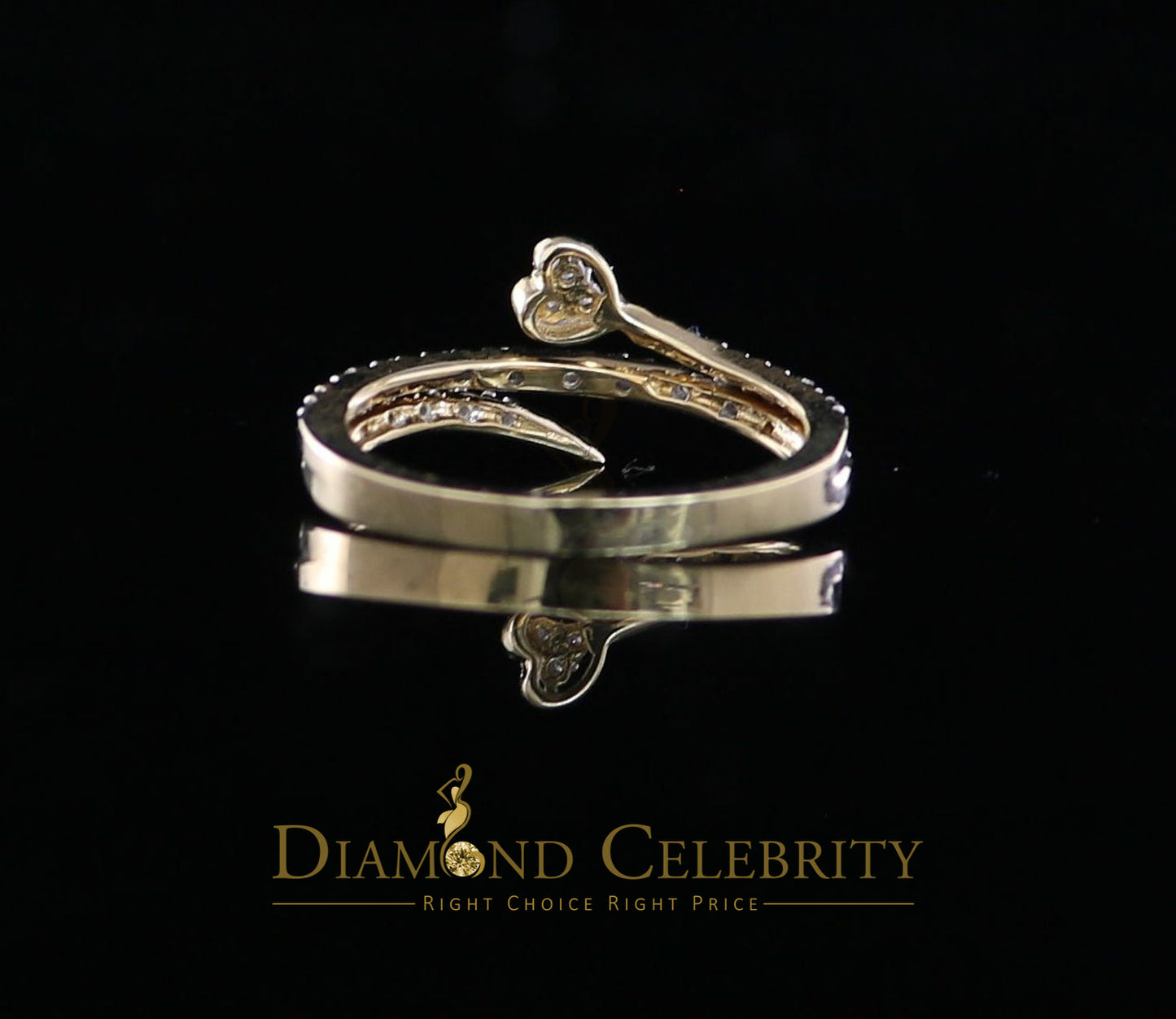 DiamondCelebritees Real 10kt Real Yellow Gold Real Diamond 0.12CT Heart Shape Womens Ring Size 7