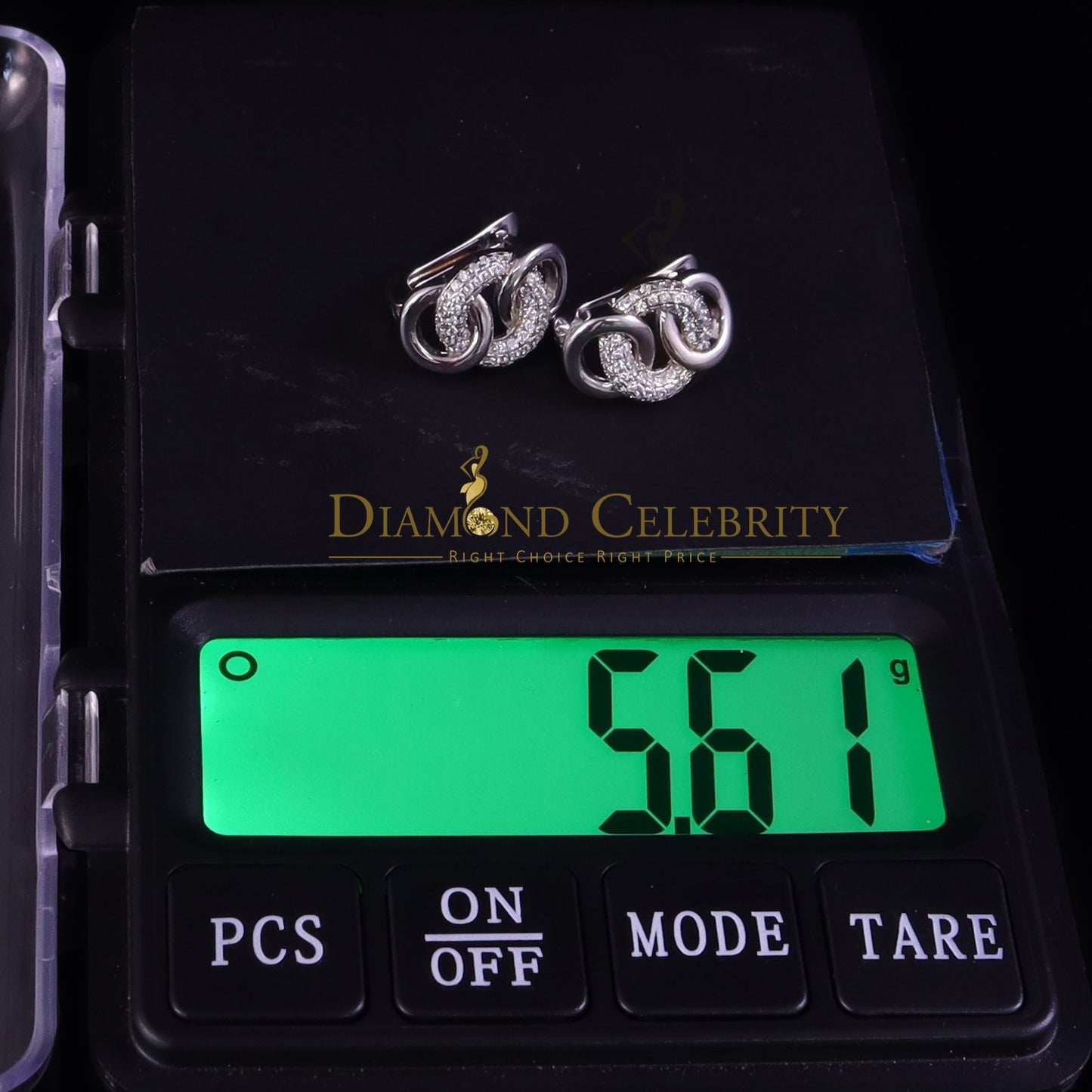 DiamondCelebritees 1.00ct Men hip hop white Gold 925 Sterling Silver Iced 3 row Huggie Hoop Earring
