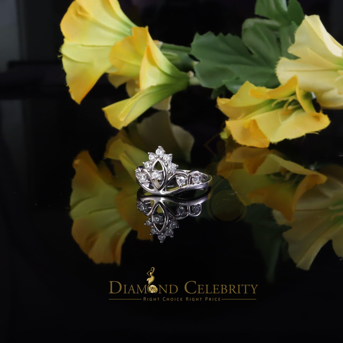 DiamondCelebritees Diamond Celebrity Womens 0.60ct Cubic Zirconia White Silver Crown Set Ring SZ 8