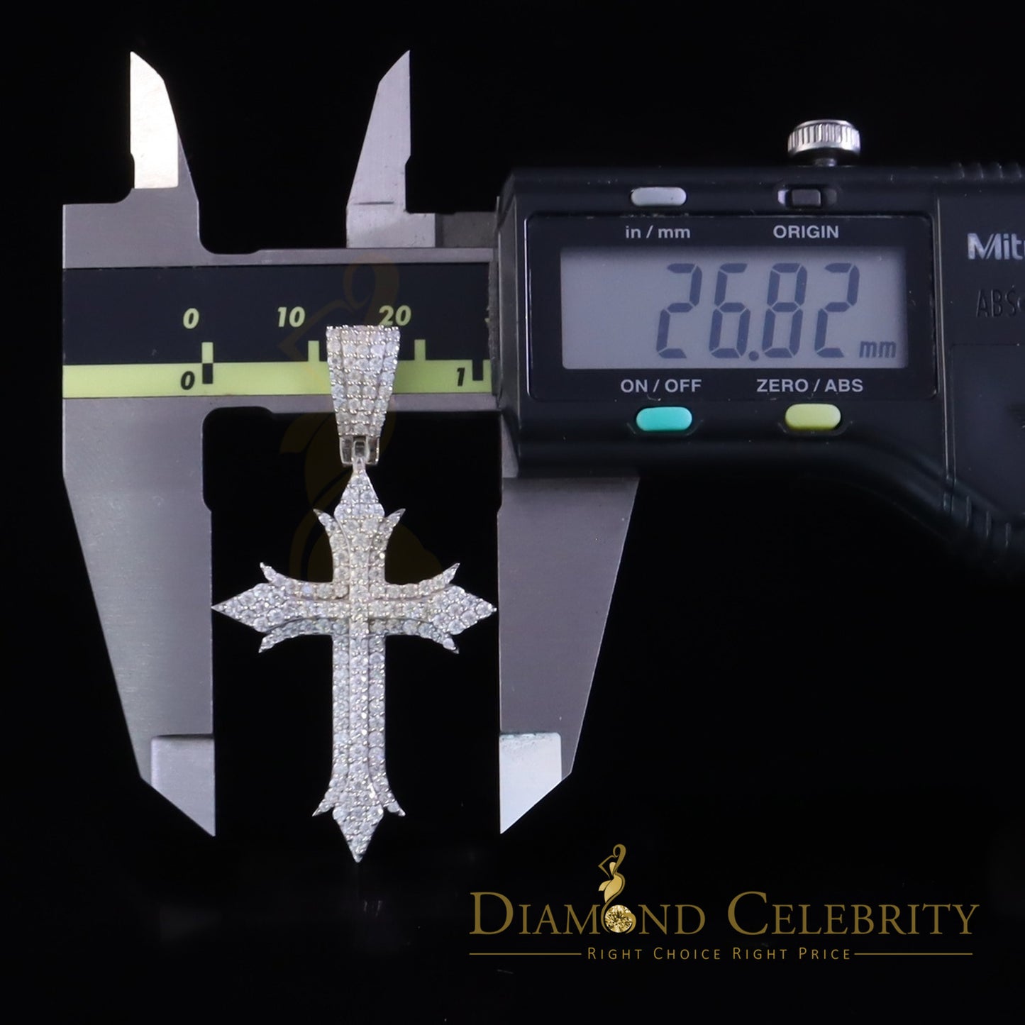 Diamondcelebritees Shiny 2.0ct VVS D Moissanite White Silver Charm Cross Pendant Men's & Women's