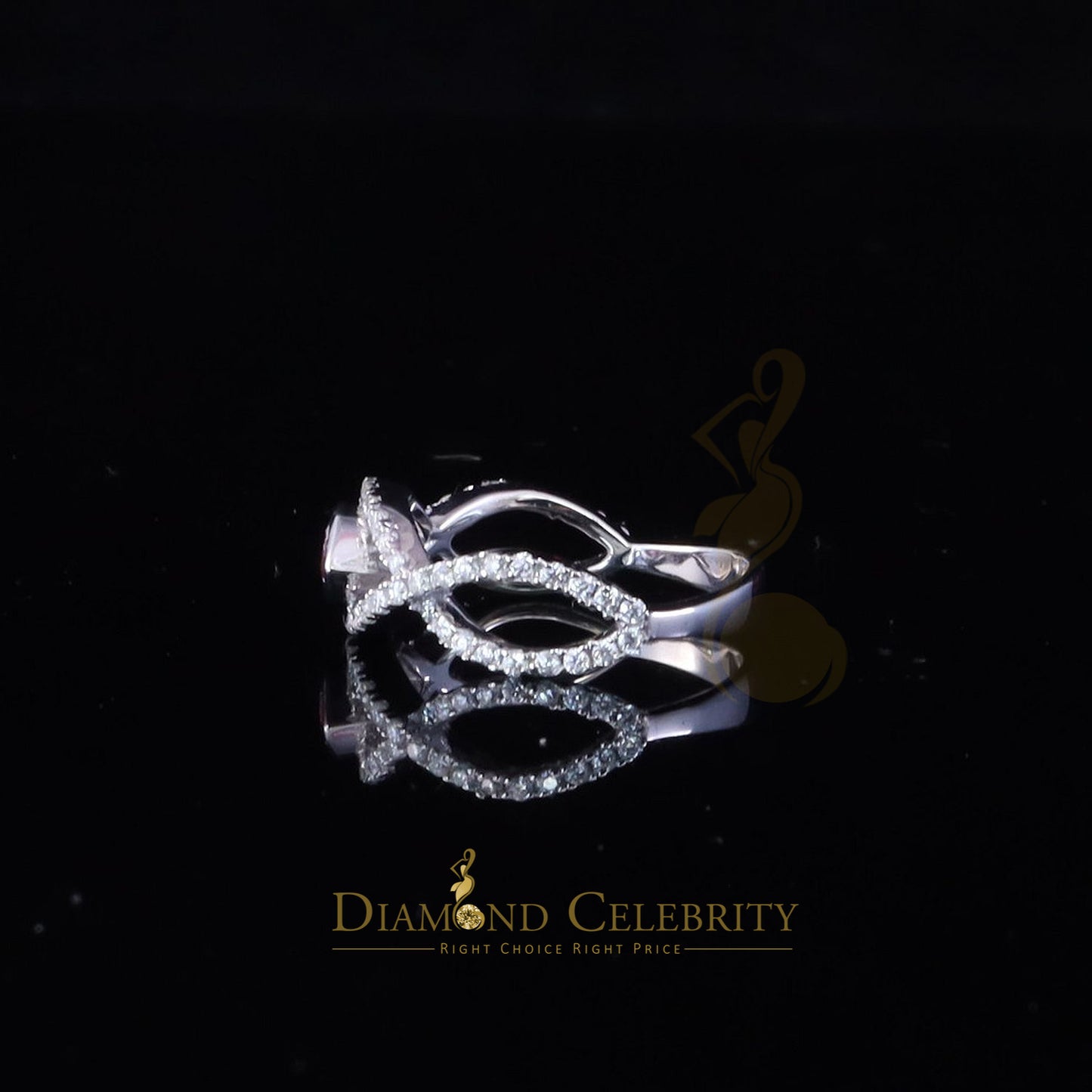 DiamondCelebritees 1.25CT Womens infinity 925 Silver White VVS D PINK Marquis Moissanite Ring SZ8