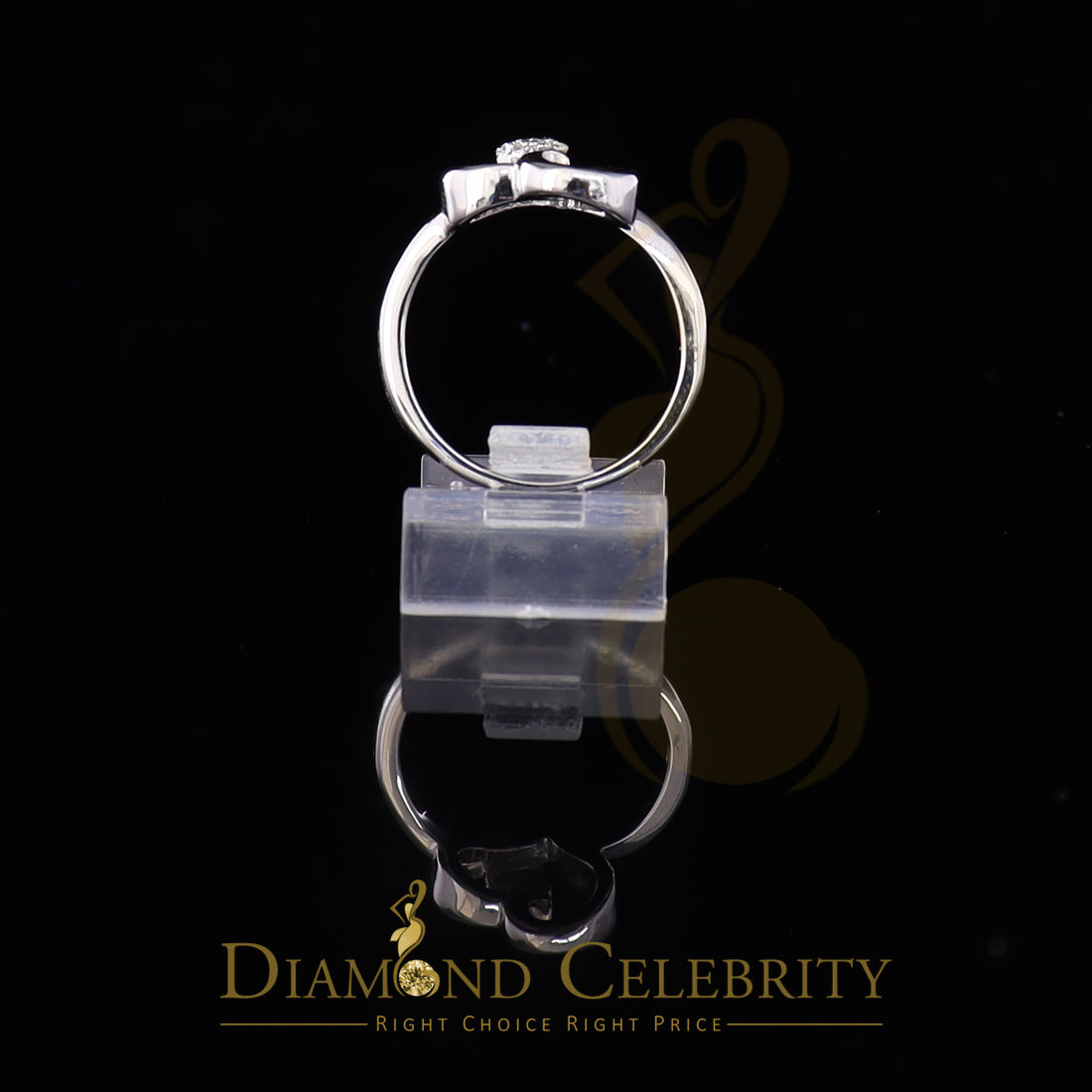 DiamondCelebritees 925 Sterling White Silver 0.10ct Cubic Zirconia Love Heart Women's Ring Size 7