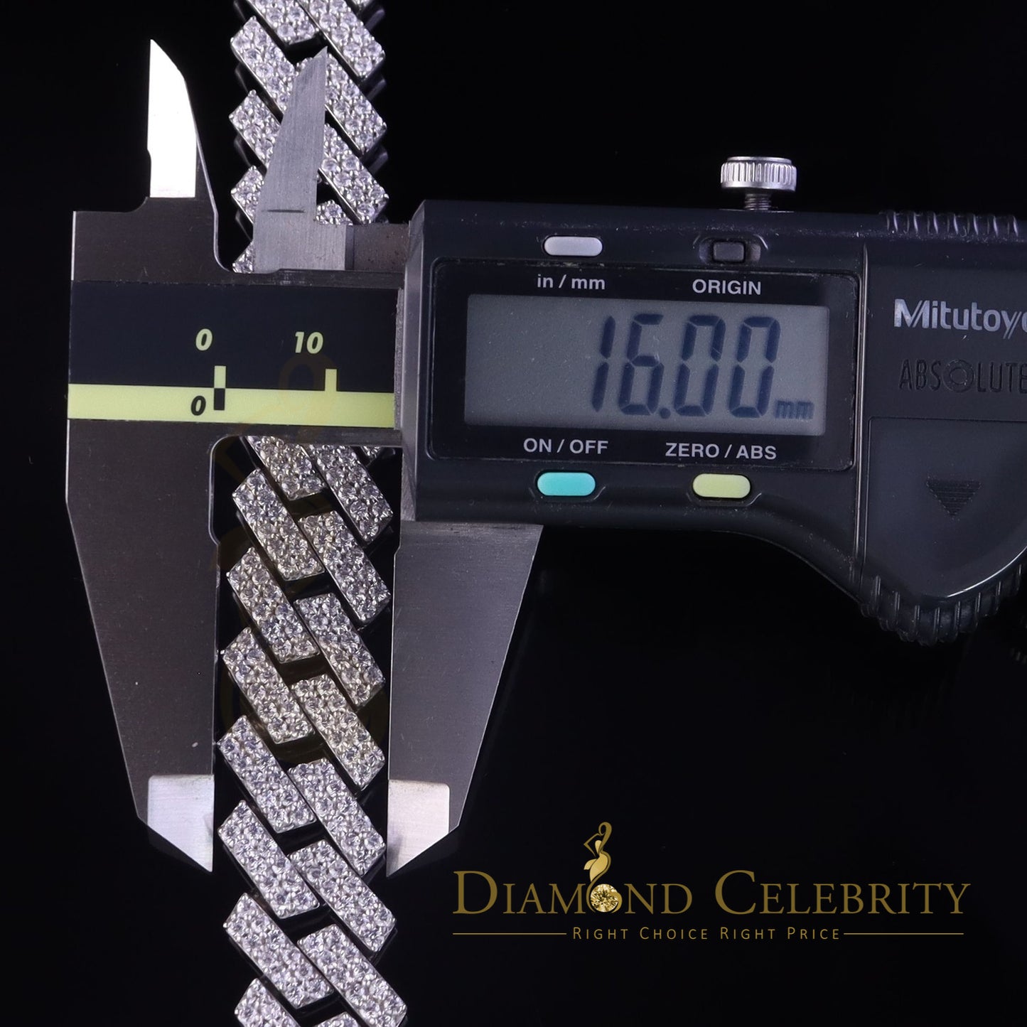 Diamondcelebritees 925 Silver 14.52ct Cubic Zirconia White Cuban Bracelete SZ 9 inch & 16mm Width