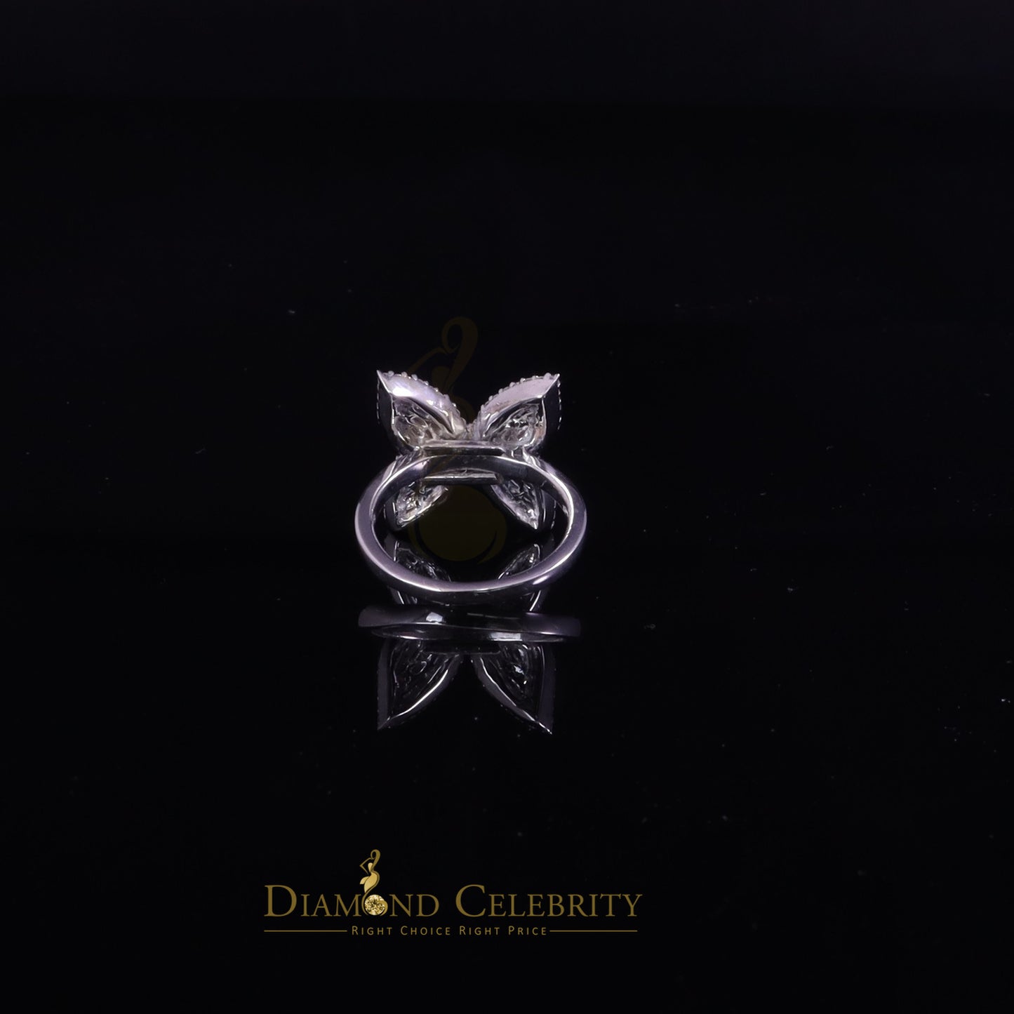 DiamondCelebritees Womens 925 Silver White 1.50ct VVS 'D' Moissanite Butterfly Rings Size 7